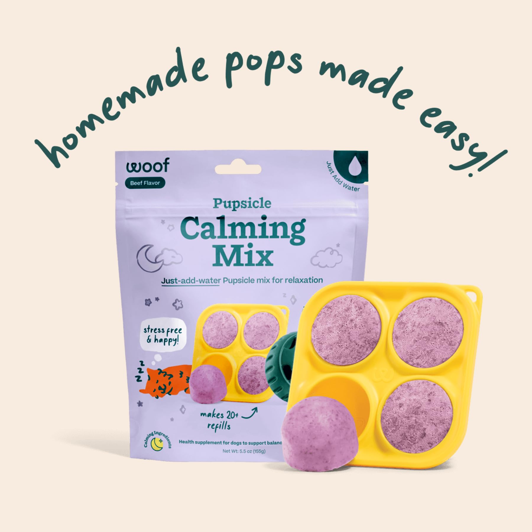 WOOF Dog Pupsicle Mix - Easy-to-Make DIY Pupsicle Refills - Tasty, Healthy Pupsicle Mix - Wholesome Ingredients - Long-Lasting -