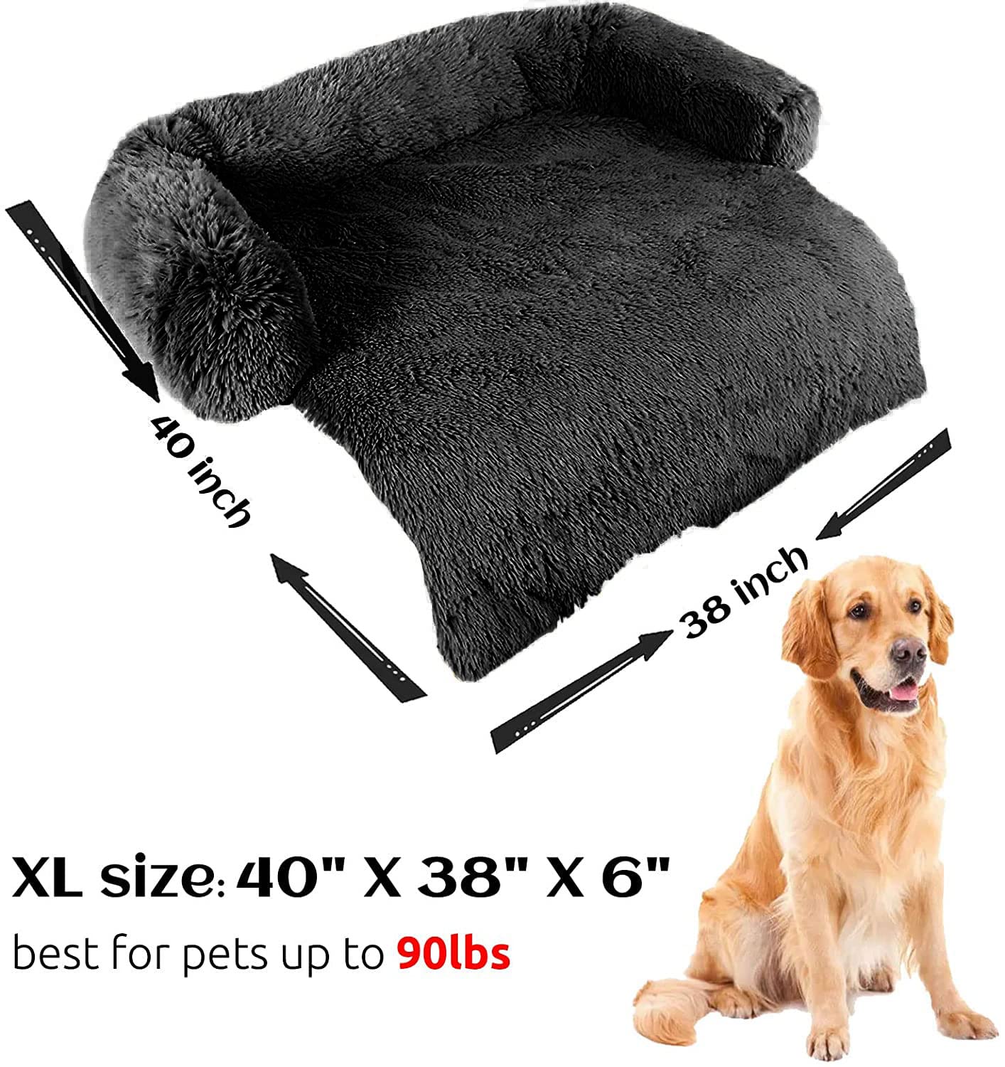 Hachikitty Dog Sofa Bed Mat Cover Soft Plush, Couch Cover For Dogs Dog Mat For Furniture Protector Pet Sofa Mat For Dogs, Dog Furniture Bed Sofa Cushion Washable Dogs Bed Mats(X-Large Black)