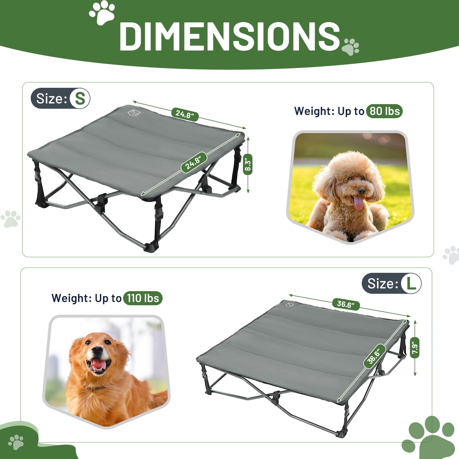 Timber Ridge Large Elevated Dog Bed, 3-In-1 Portable, Folding, And Raised With Removable Pad Mat, Cooling Design For Indoor And