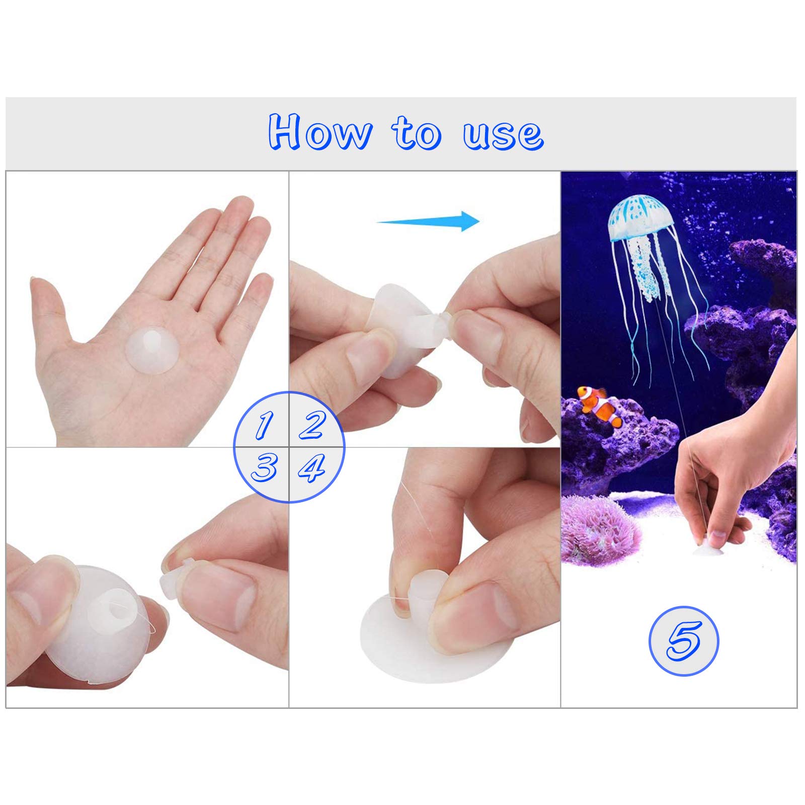 Wishlotus 2 Pcs Jellyfish Fish Tank Decorations, Simulation Jellyfish Plant Ornament, Fish Tank Jellyfish Glow Decorations, Fish