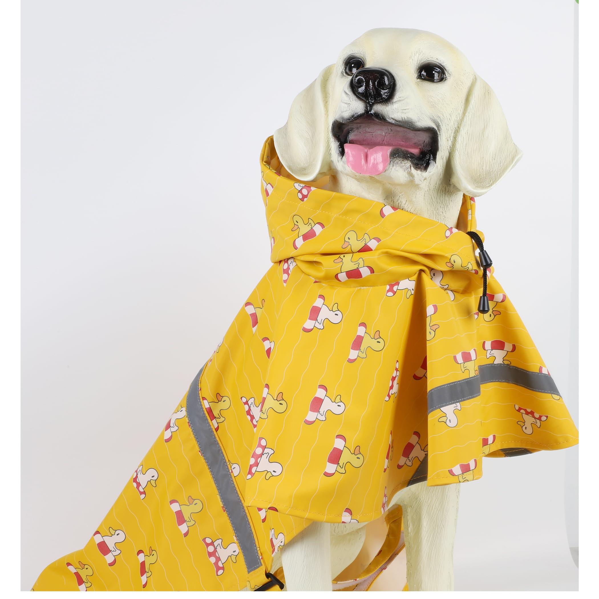 Hapee Dog Raincoats For Large Dogs With Reflective Strip Hoodie,Rain Poncho Jacket For Dogs (E5-Yellow River, Xl+ (Back Length 2