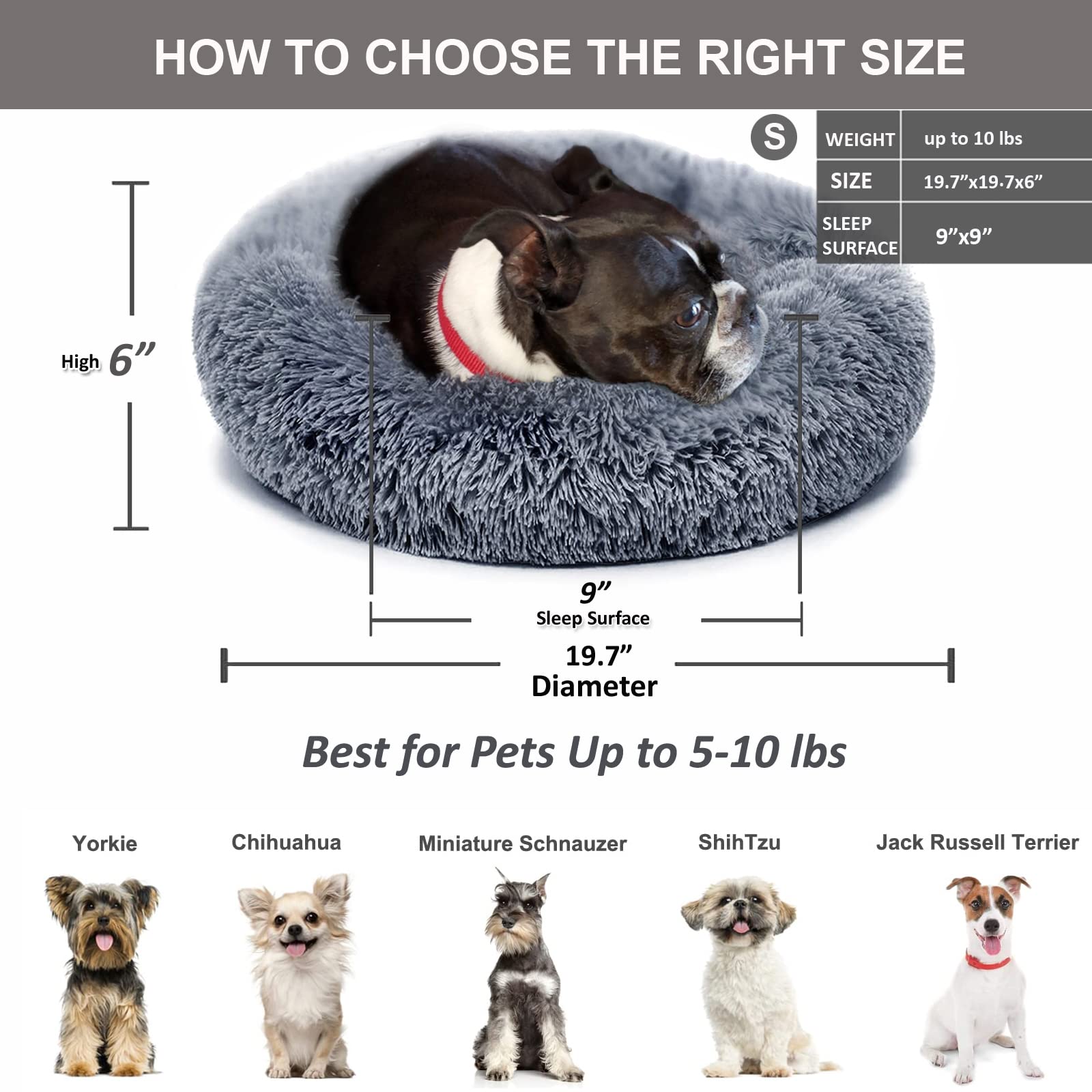 Small Calming Dogs Bed For Small Dogs Anti-Anxiety Machine Washable Fluffy Luxury Anti-Slip Waterproof Mute Base Warming Cozy Soft Pet Puppy Round Bed