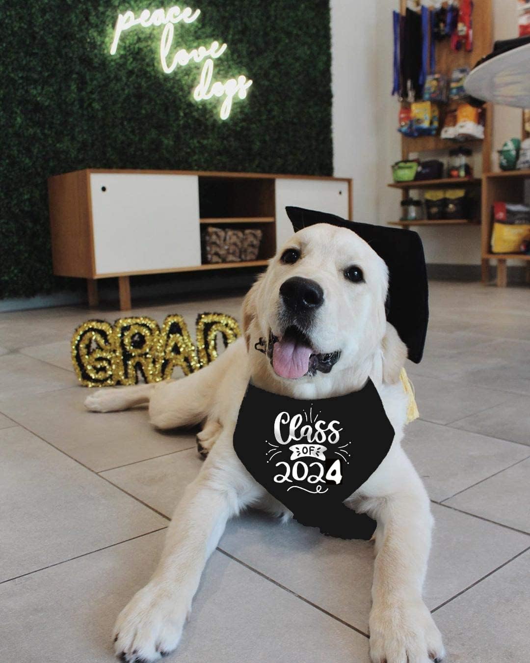 Pickupik Dog Graduation Bandana 2 Pack, My Mom Graduated & Class Of 2025, Black Cotton Bandanas For Small To Large Dogs