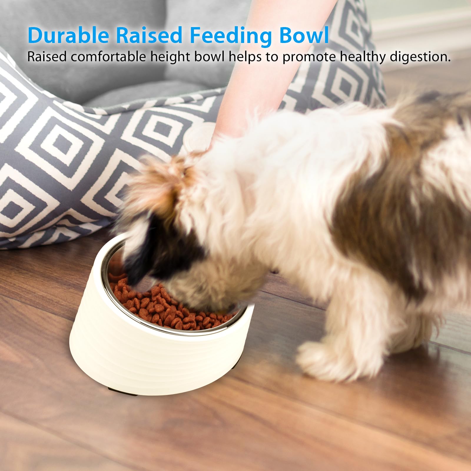 Uppetly Tilted Angle Dog Bowl, 15 Slanted Stainless Steel Dog Cat Food Bowl, Non-Slip & Non-Spill Pet Feeder with Elevated Detac
