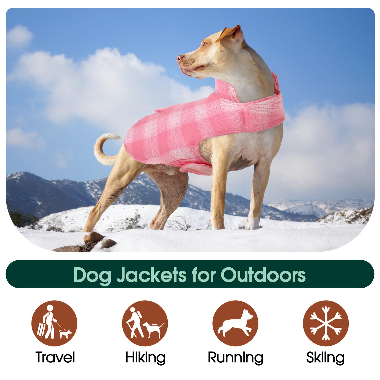 Kuoser Reversible Dog Jacket, Warm Winter Coat, British Style Puppy Coat, Windproof Dog Clothes Vest For Small, Medium & Large D