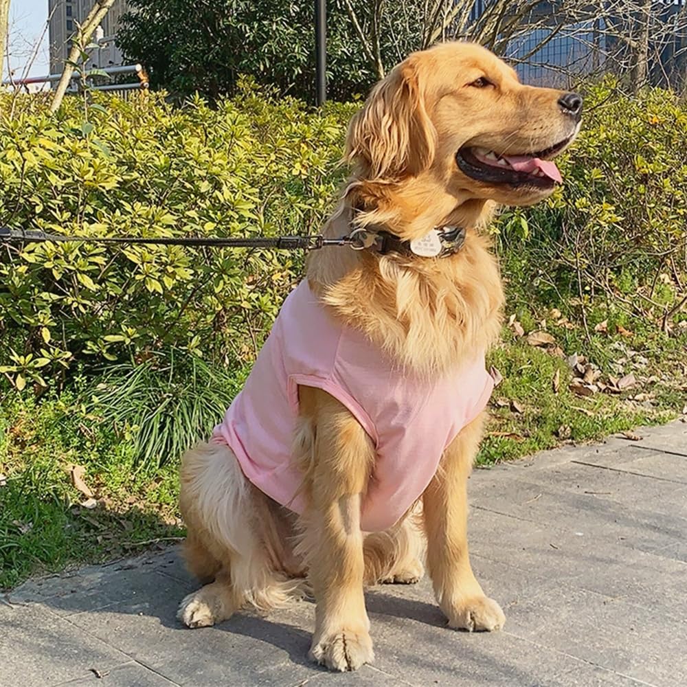 Aniac Pink Xl Dog Shirt For Girl Boy Solid Cotton Dog T-Shirt Summer Basic Tank Top Breathbal Sleeveless Doggy Vest Cooling Pet