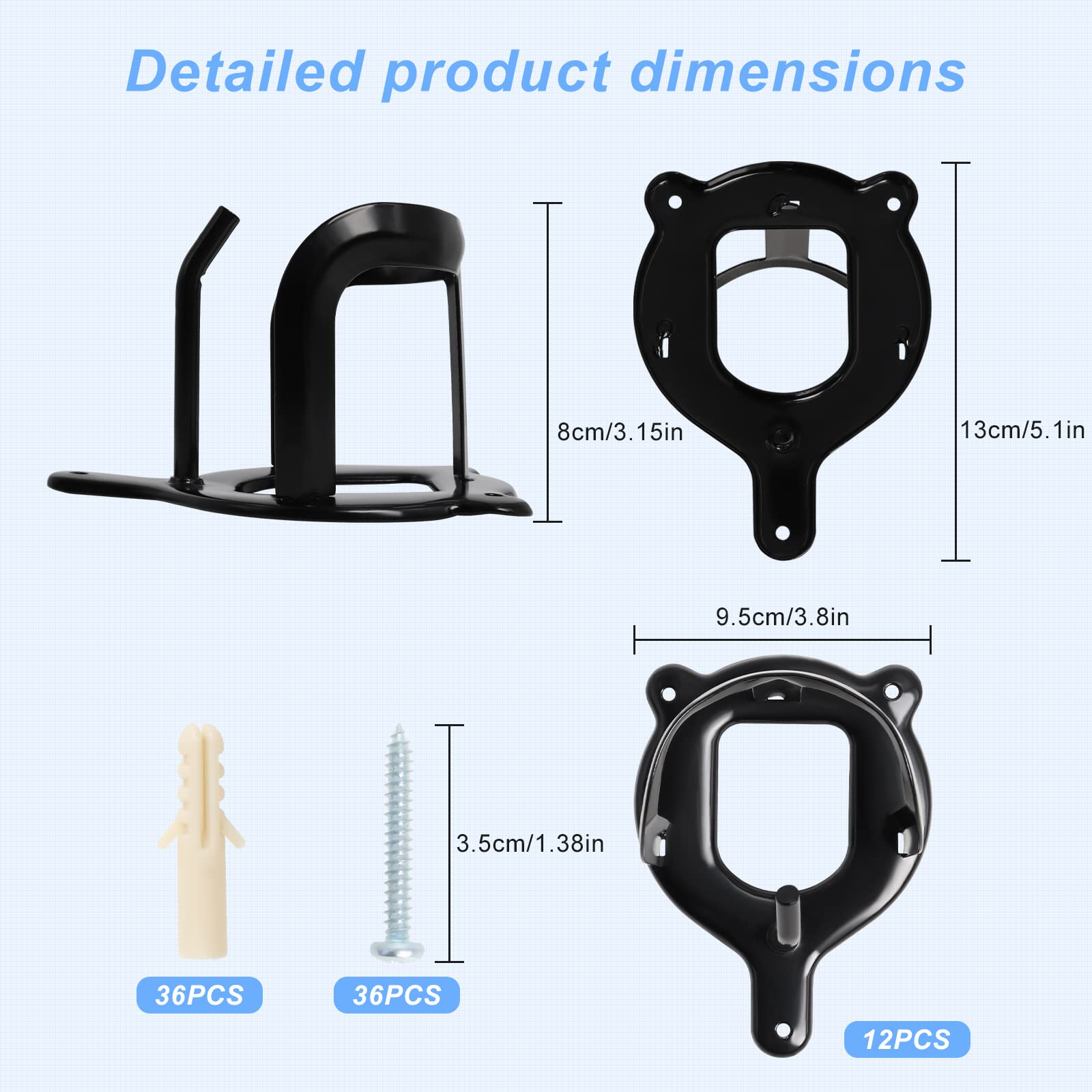 12 Counts Horse Bridle Rack, Bridle Bracket Bridle Hooks with Tubes and Screw, Horse Tack Storage Halter Hanger Metal Bridle Hol