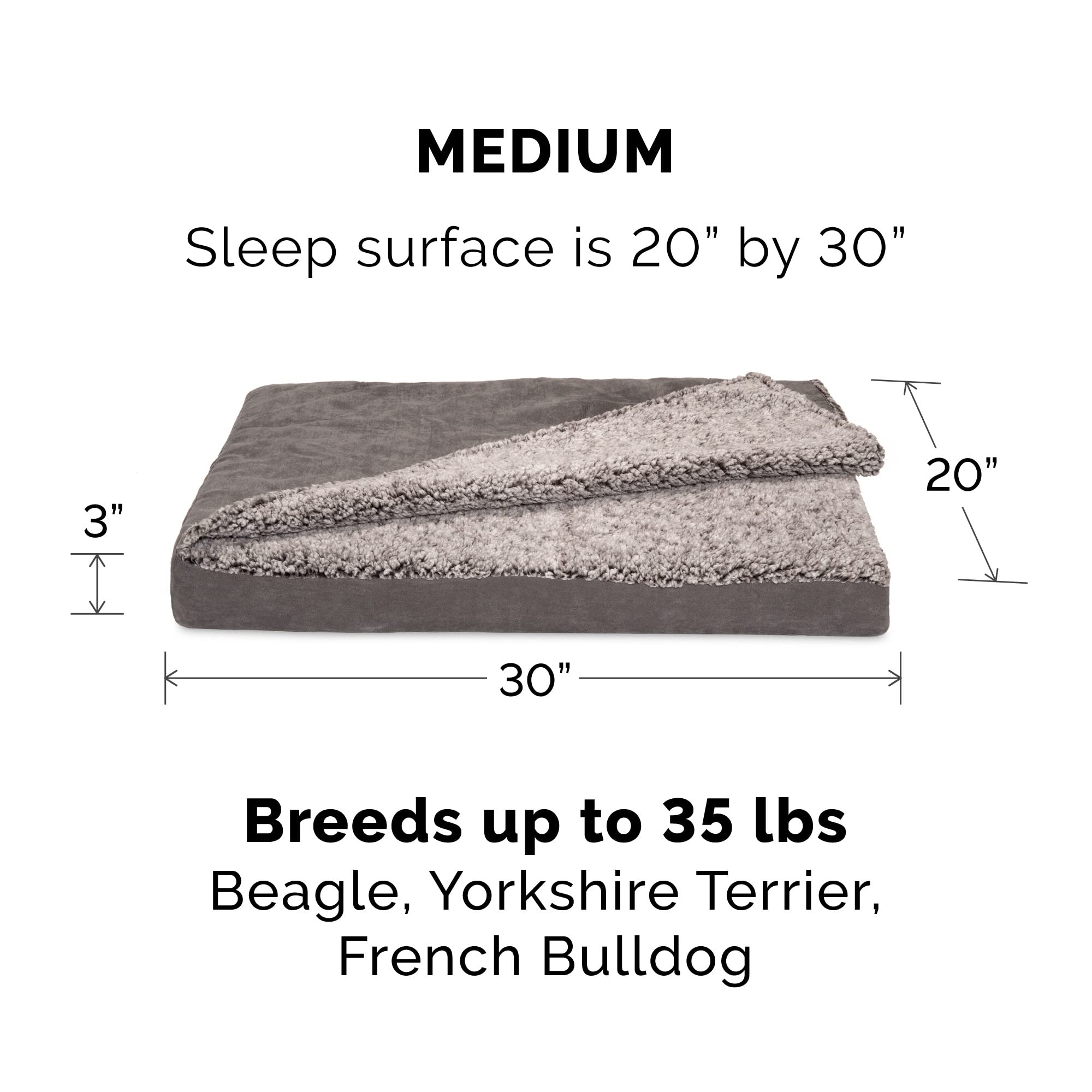 Furhaven Cooling Gel Dog Bed for Medium/Small Dogs w/ Removable Washable Cover, For Dogs Up to 35 lbs - Berber & Suede Blanket T
