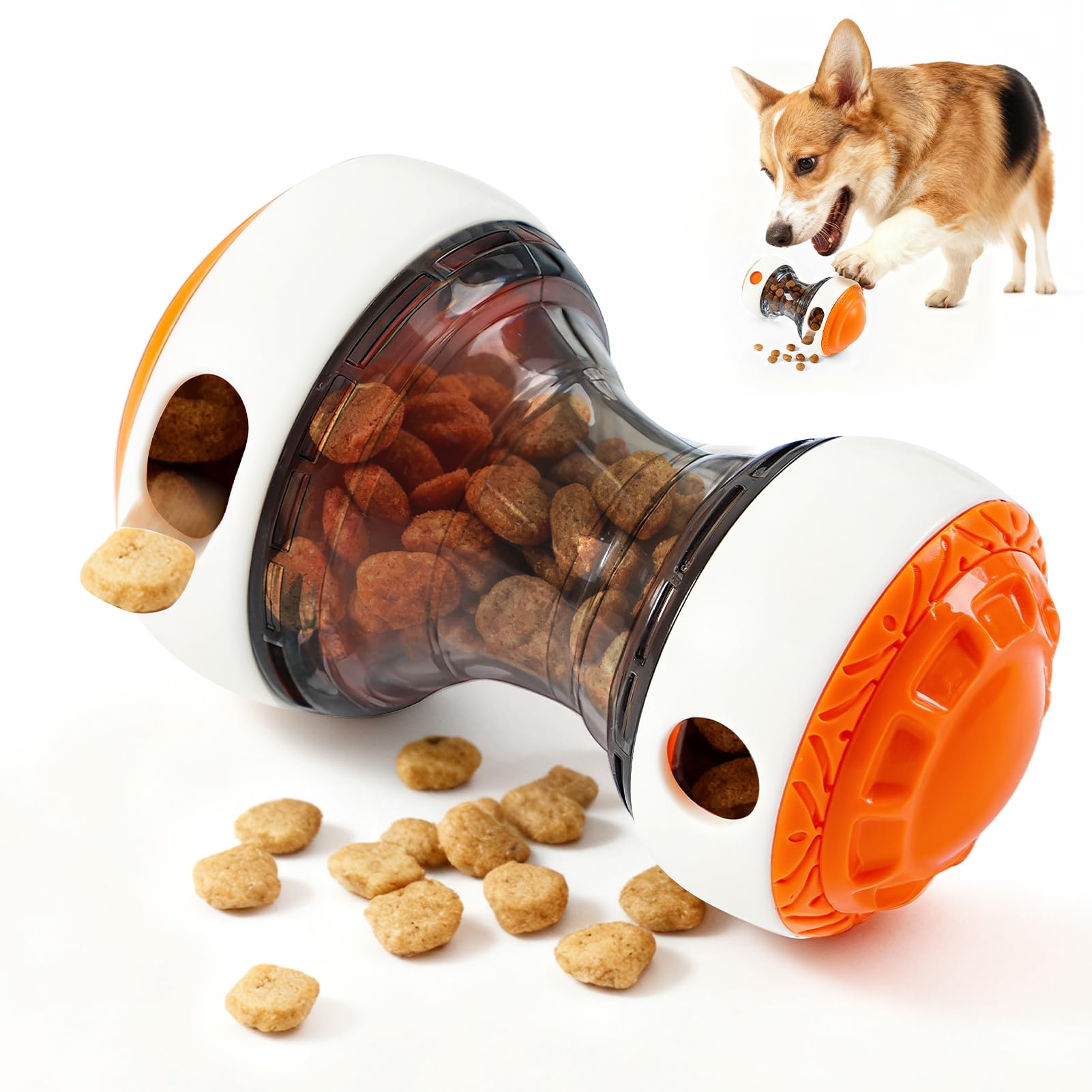 Dog Puzzle Toy - Adjustable Treat Dispensing Ball Food Dispenser Slow Feeder, Puppy Enrichment Training Toy, Pet Interactive Cha