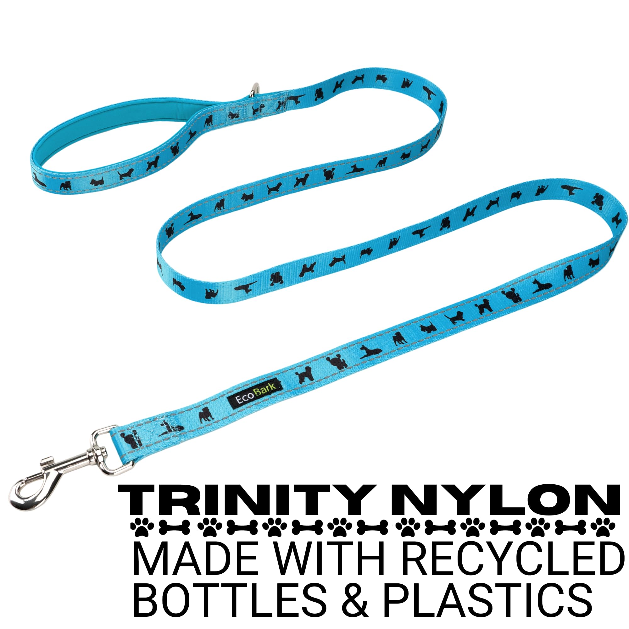Ecobark Dog Leash - Soft & Reflective Comfort Training Leashes With Padded Handle - Strong Durable Heavy Duty - Training And Pulling For Small, Medium Or Large Dogs (Sky Blue)