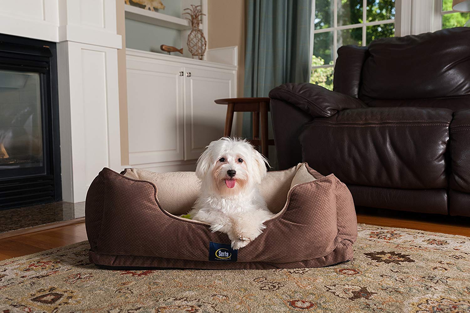 Serta Ortho Cuddler Pet Bed, Mocha - 24"x13.5"x14.5", Ortho Foam Comfort for Dogs and Cats