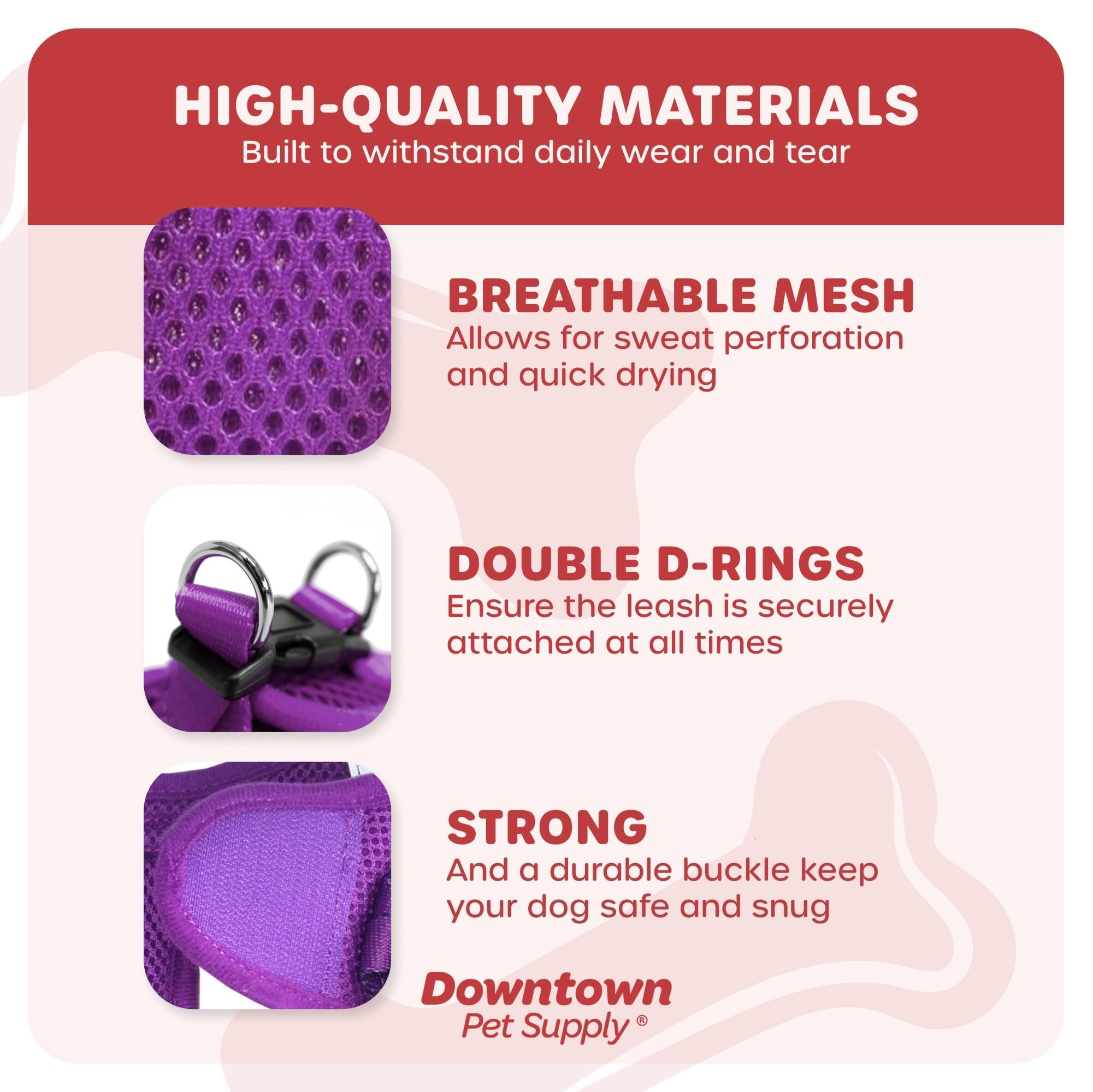 Downtown Pet Supply Step In Dog Harness For Small Dogs No Pull, Small, Purple - Adjustable Harness With Padded Mesh Fabric And R