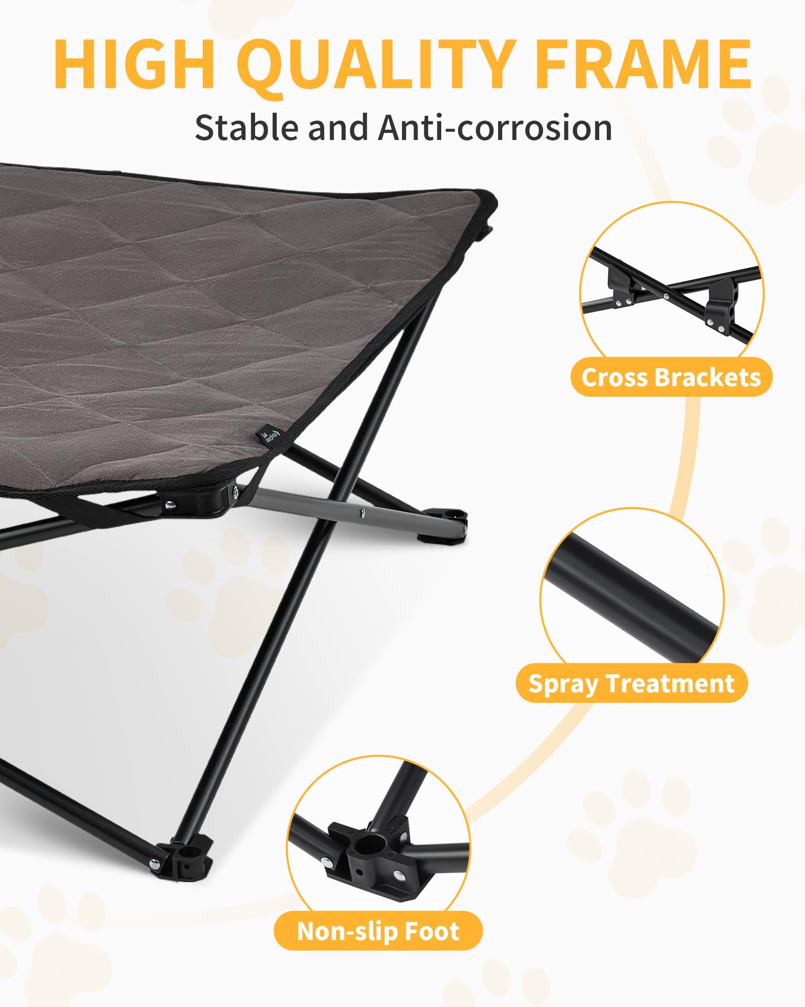 Kingcamp Elevated Dog Bed For Medium Dogs, Raised Outdoor Indoor Portable Cooling Cot Lifted Pet Hammock Off Ground With Washabl