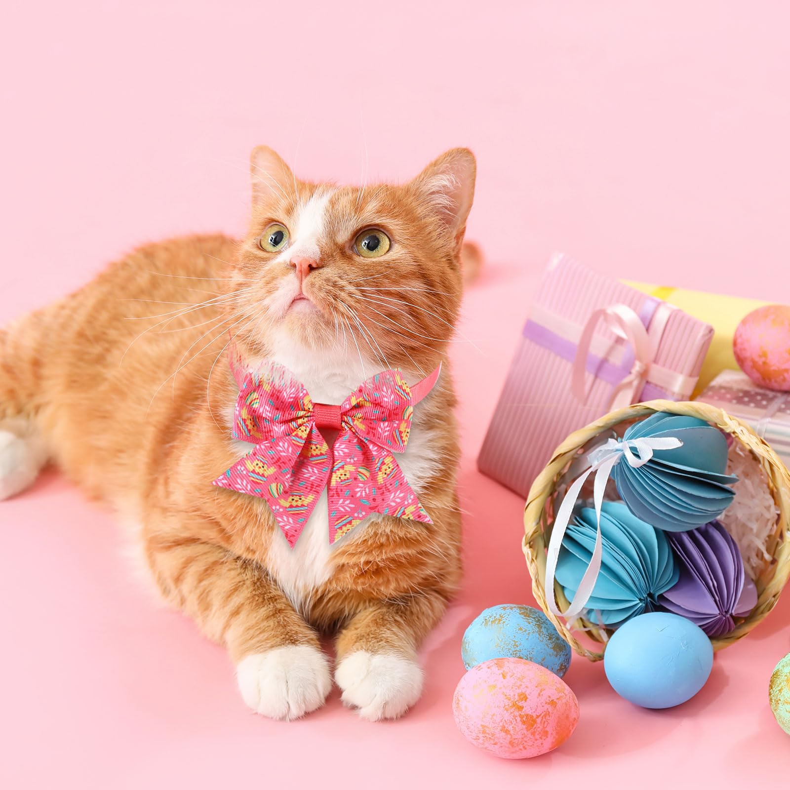 Aliceset 240 Pcs Easter Dog Bows Tie Collar Bulk Spring Adjustable Flower Pet Neckties For Dog Cat Grooming Accessories And Pet