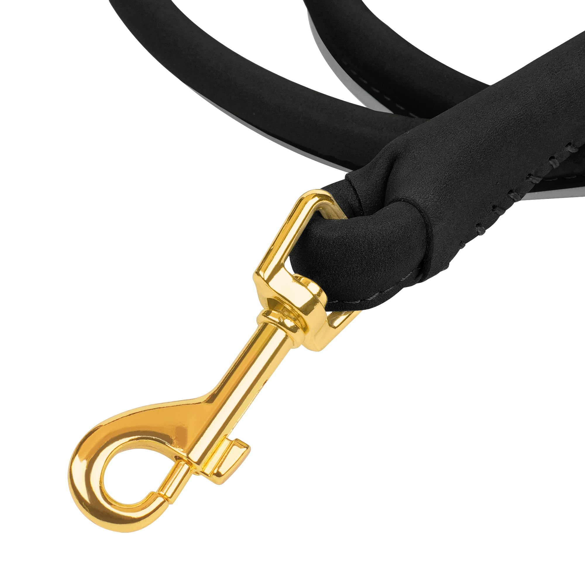 Oopsdoggy Reflective Rolled Leather Dog Leash 6Ft - Soft Training Lead For Small Medium Large Dogs Puppy - Heavy Duty Rope Puppi