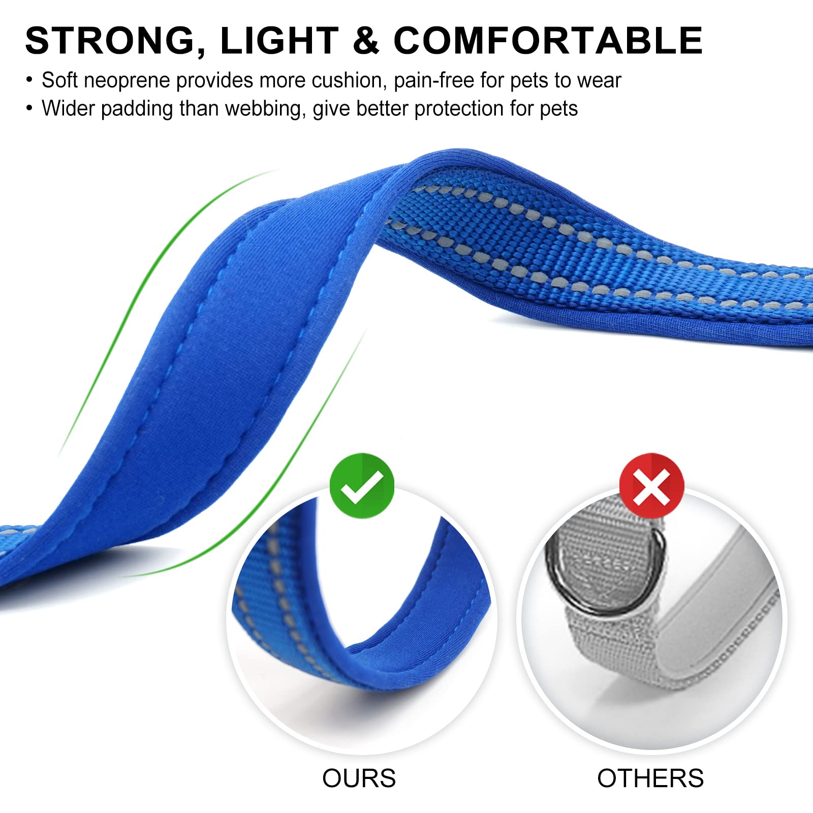 Azuza Reflective Dog Collar With Airtag Holder, Soft Neoprene Padded Pet Collar With Id Tag Ring, Adjustable For Small Dogs,Roya