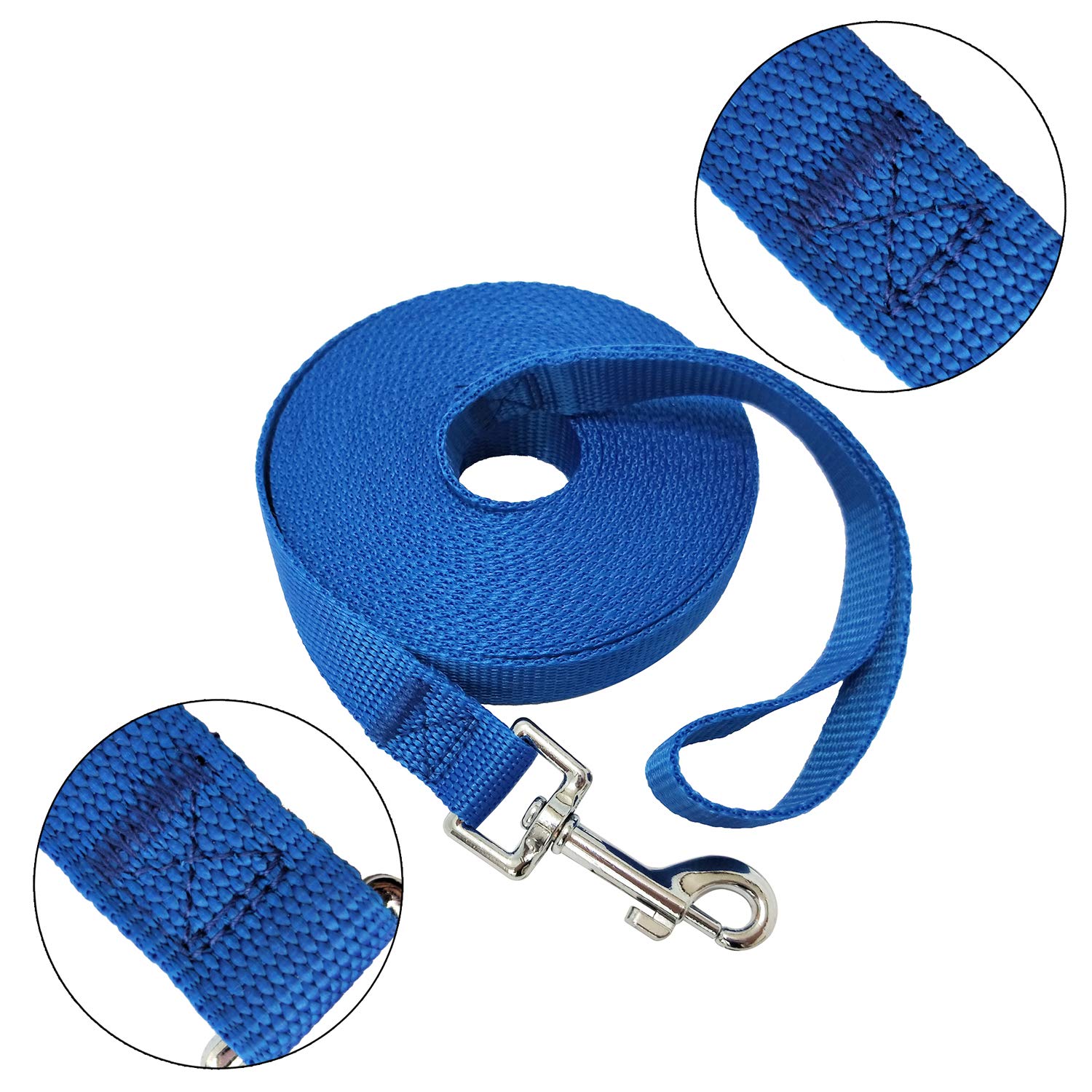 Nylon Training Dog Leash For Small Medium Large Dogs, 15Ft 20Ft 30Ft 50Ft Long Leash Dog/Puppy Lead For Obedience Recall Training, Camping (20Ft, Blue)