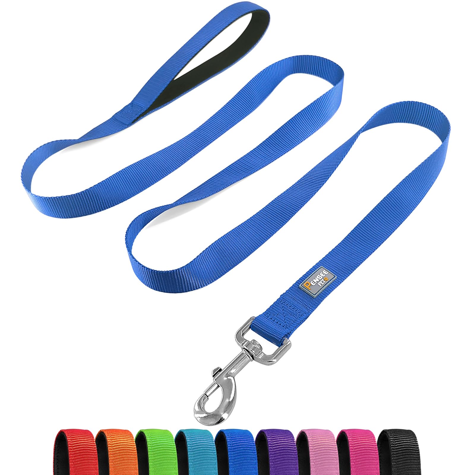 Penseepet Basic Dog Leashes 6 Ft Padded Handle Nylon Dogs Leashes For Medium Dogs Blue