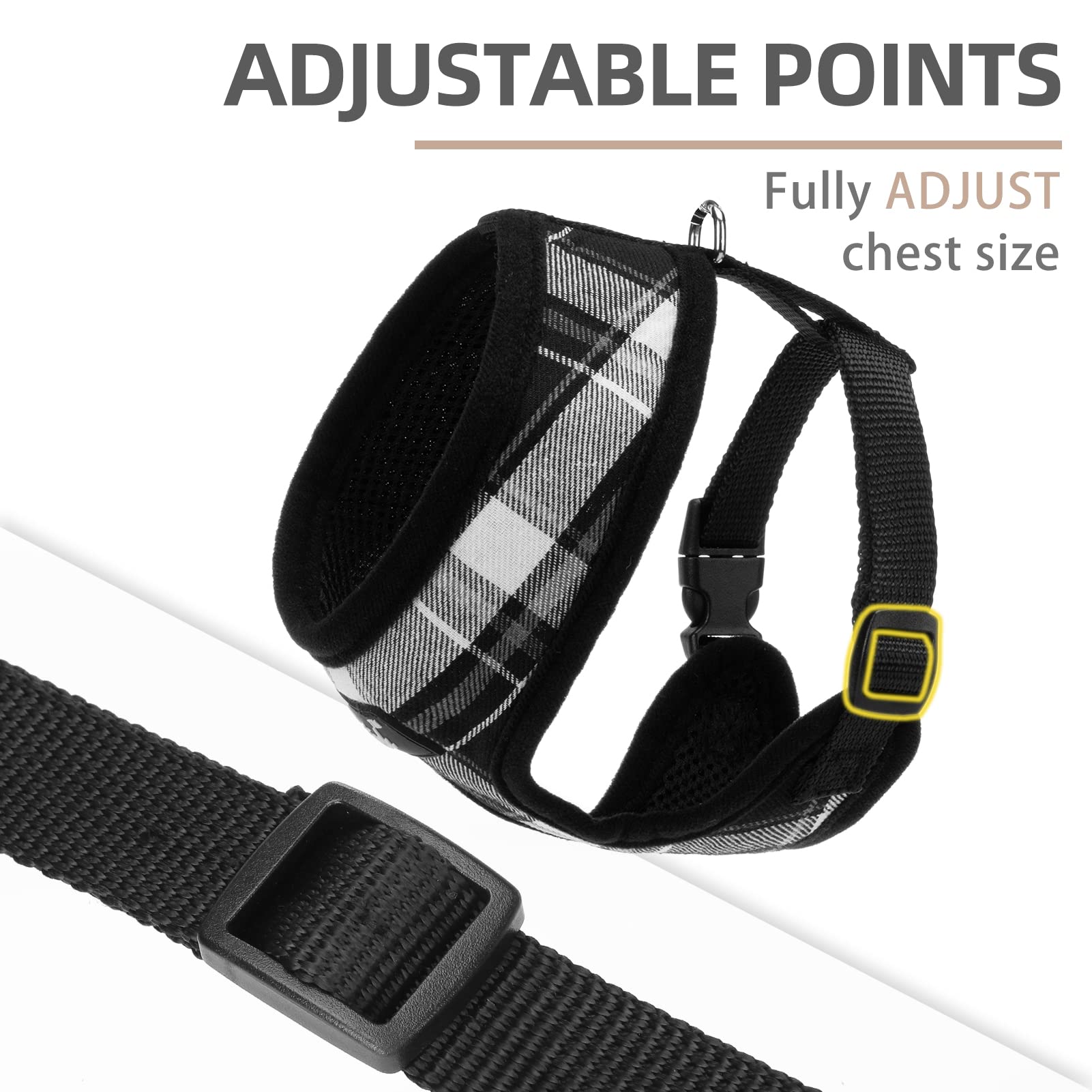 PUPTECK Soft Mesh Dog Harness - Medium Comfort Padded Vest, Black, No Pull, Model BH001BW_M, Ideal for Puppies and Cats
