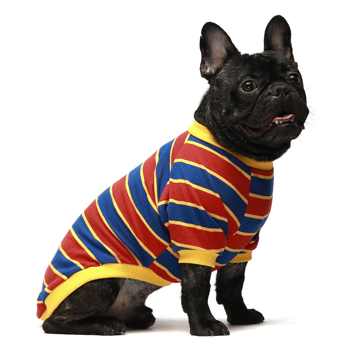 Fitwarm 2 Pack Striped Dog Shirt, Summer Dog Clothes For Small Dogs Boy, Breathable Pet Tshirt, Stretchy Cat Outfit, 103% Cotton