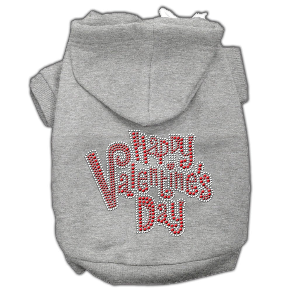 Mirage Pet Products 12" Happy Valentines Day Rhinestone Hoodies, Medium, Grey