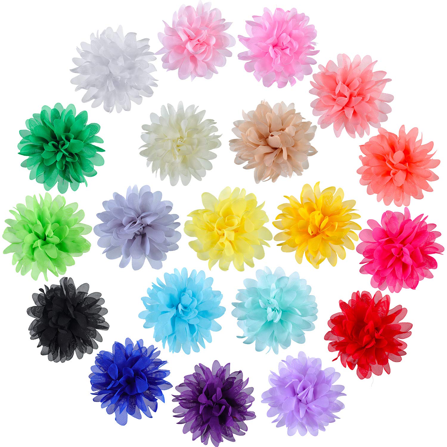 Willbond 10 Cm/ 4 Inch 20 Pcs Pet Flower Collar Bow Dog Collar Dog Flower Accessory Multi Color Soft Chiffon Bow Tie Charms For 