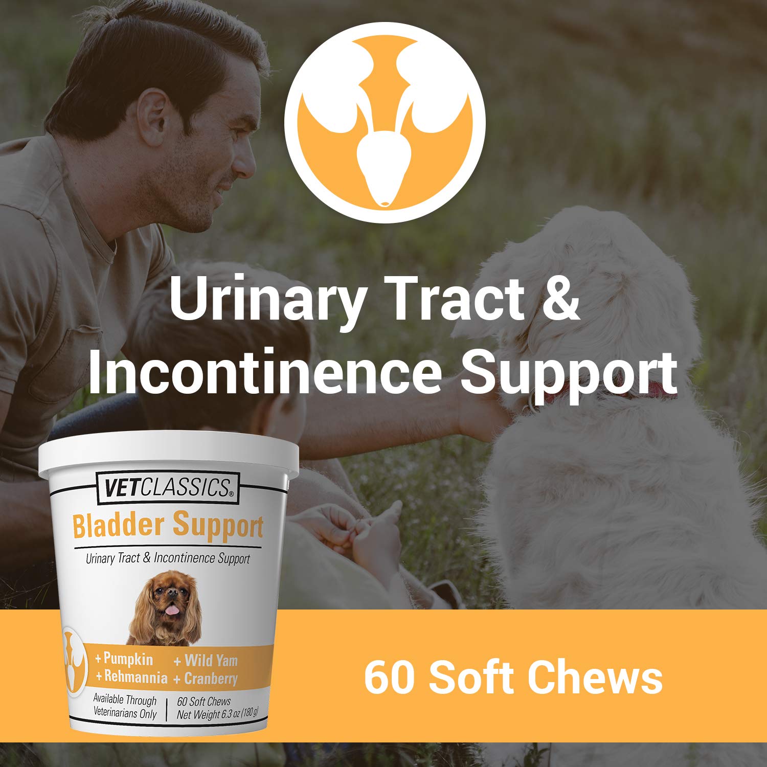 Vet Classics Bladder Support Dog Supplement - Maintains Bladder Health, Helps Incontinence - 60 Soft Chews