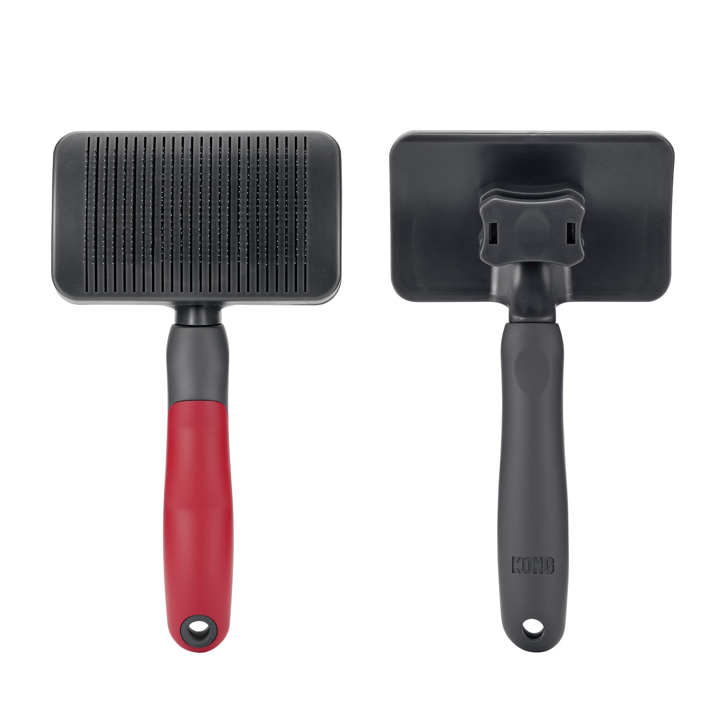 KONG Large Self-Cleaning Slicker Brush - Easy Hair Removal, Reduces Shedding, Non-Slip Grip, Long Metal Pins, for Medium to Larg