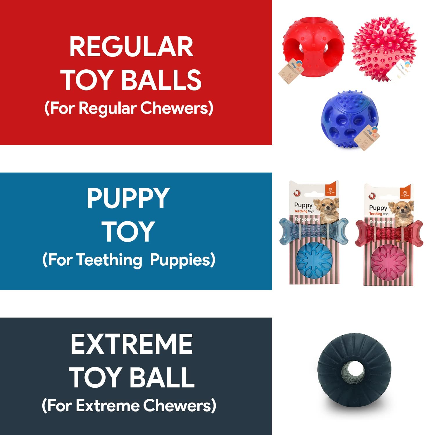 Goofy Tails Dog Ball Dog Toys Combo, Hard Squeaky Rubber Ball + Hole Ball Toys For Dogs, Chew Toys For Dogs, Squeaky Toys For Do