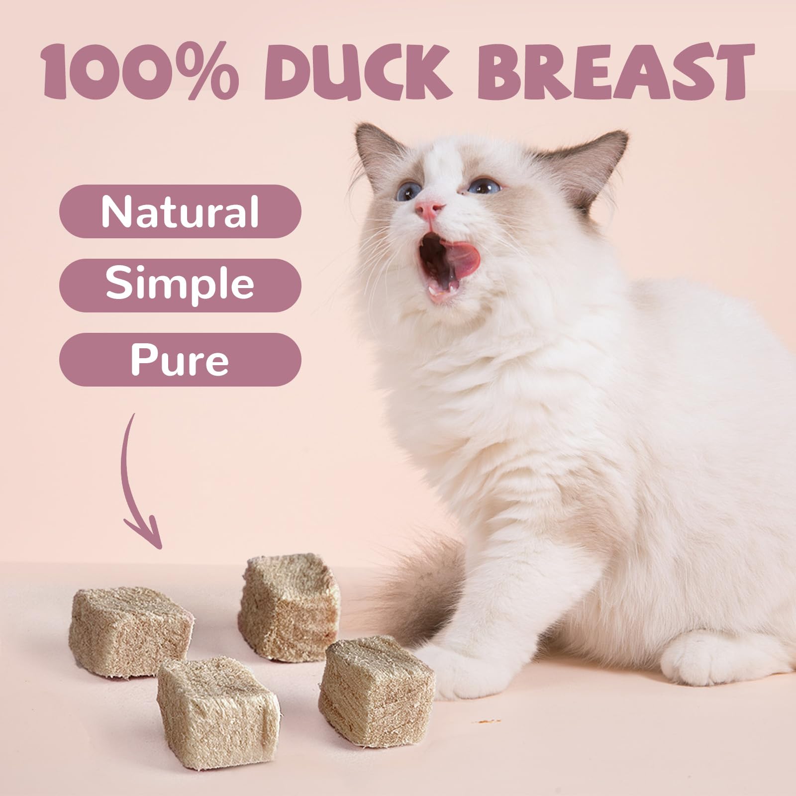 PAWUP Freeze Dried Duck Treats for Cats Dogs, Rawhide Free Freeze-Dried Raw Food Topper, High Protein, Gluten&Grain Free, 4.6oz