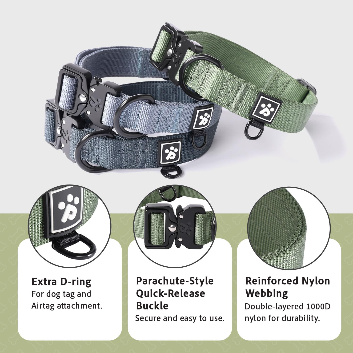 Pawspassion Heavy Duty Dog Collar For Small Dogs, Chew Proof Metal Hardware, Reinforced Nylon Dog Collar With Metal Quick-Releas