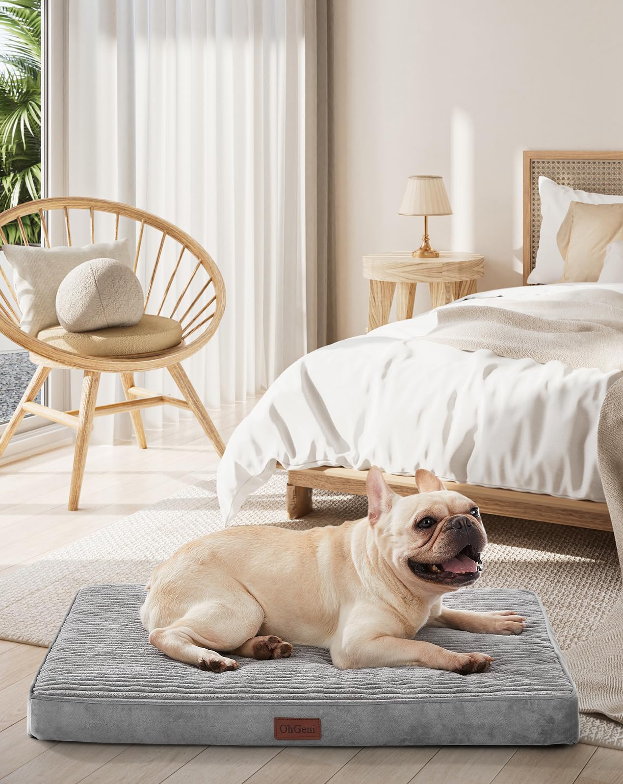 Ohgeni Orthopedic Waterproof & Machine Washable Dog Bed For Small Medium Pets, Suitable For Crates, 25D Egg Crate Foam, Non-Slip