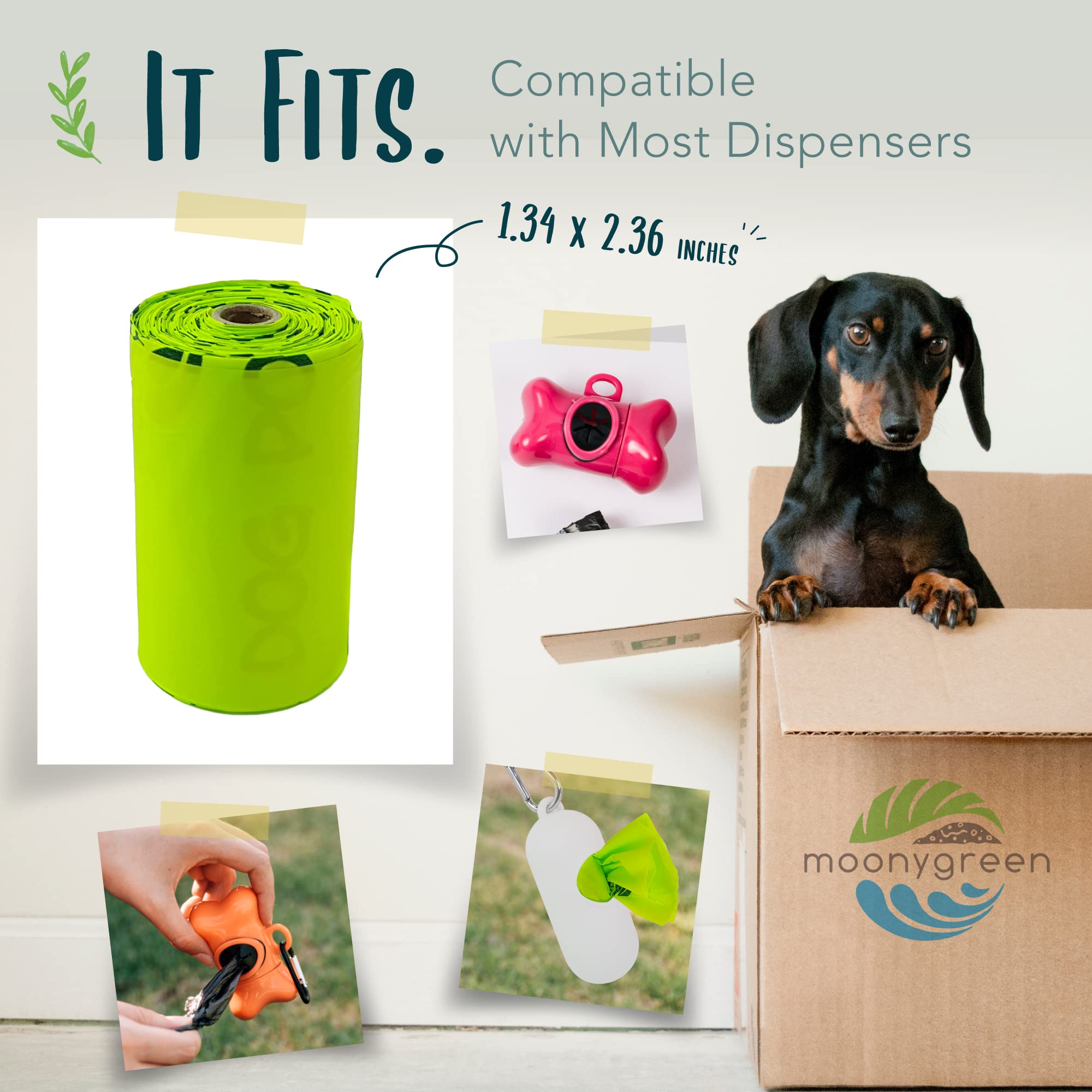 Moonygreen Dog Poop Bag With Handles, Compostable Pet Waste Bags, Easy-Tie, Vegetable-Based Eco-Friendly, Unscented, Extra Thick