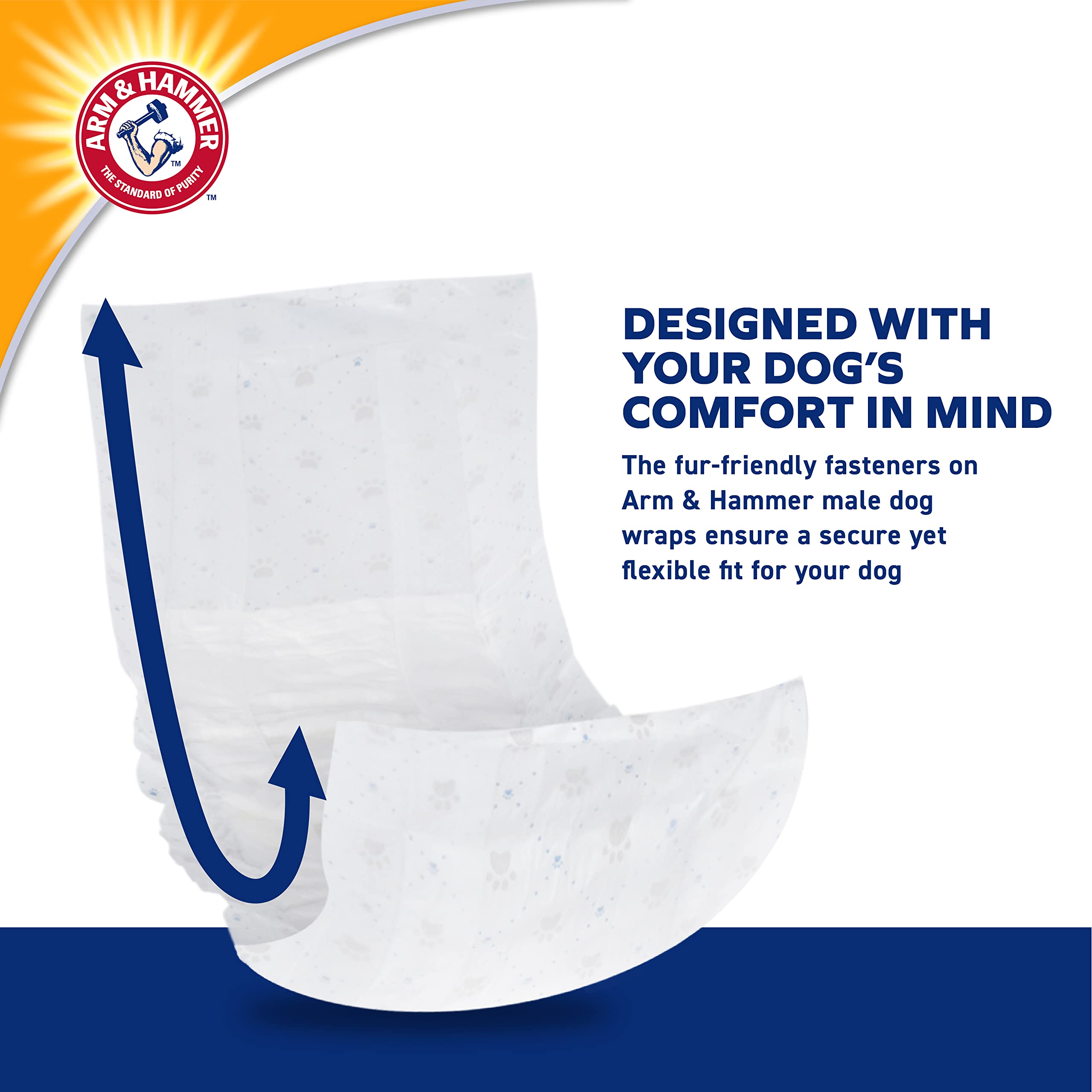 Arm & Hammer for Pets Male Dog Wraps, Size Large, 12 Count | Ultra-Absorbent, Adjustable Male Dog Diapers with Leak-Proof Protec