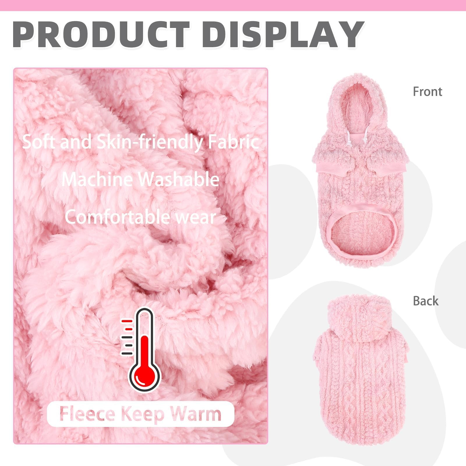 Kooltail Fleece Dog Sweater Hoodie For Small Medium Large Dogs - Super Soft Fall Dog Clothes Hat Hooded Sweatshirt With Leash Ho
