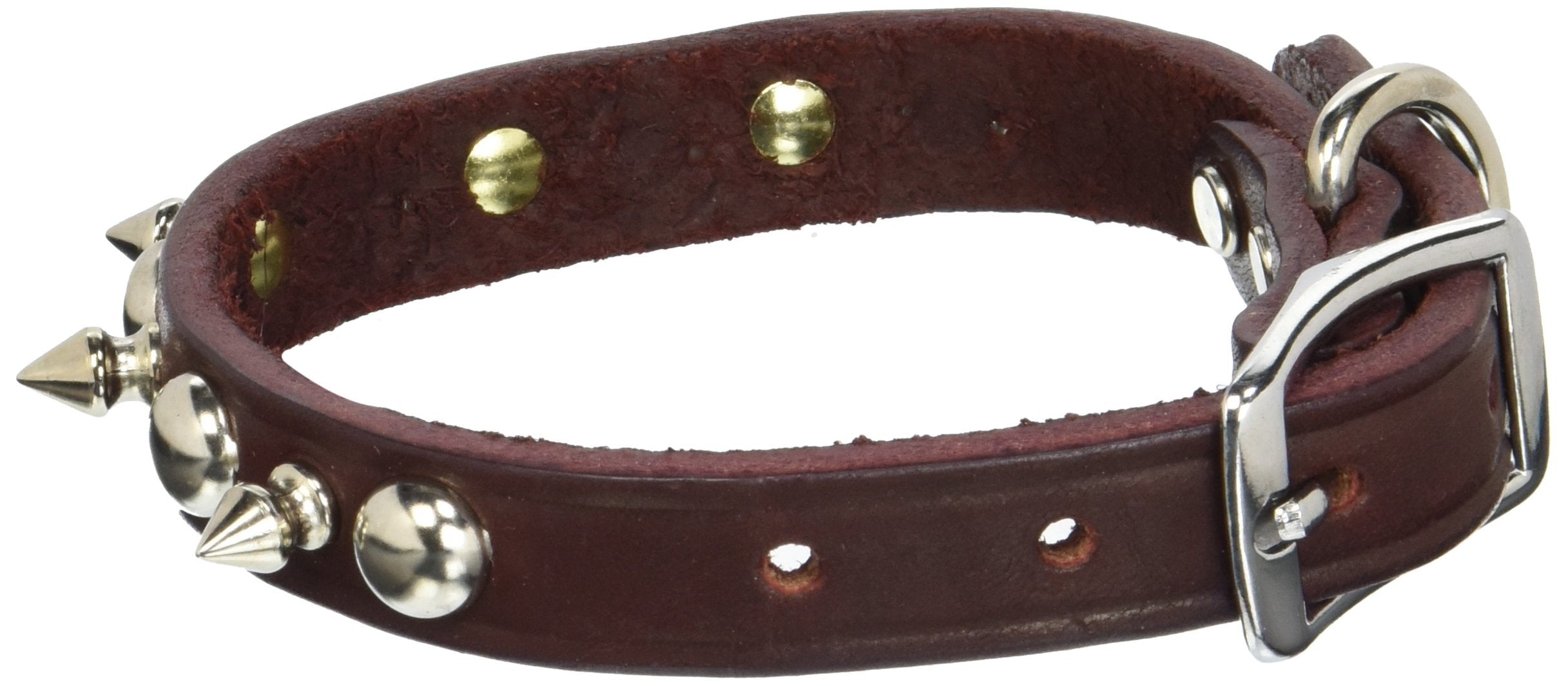 Omnipet Leather Brothers 102Lks-Bu16 3/4 X 16-Inch Regular Spiked And Studded Latigo Leather Dog Collar, Medium, Burgundy