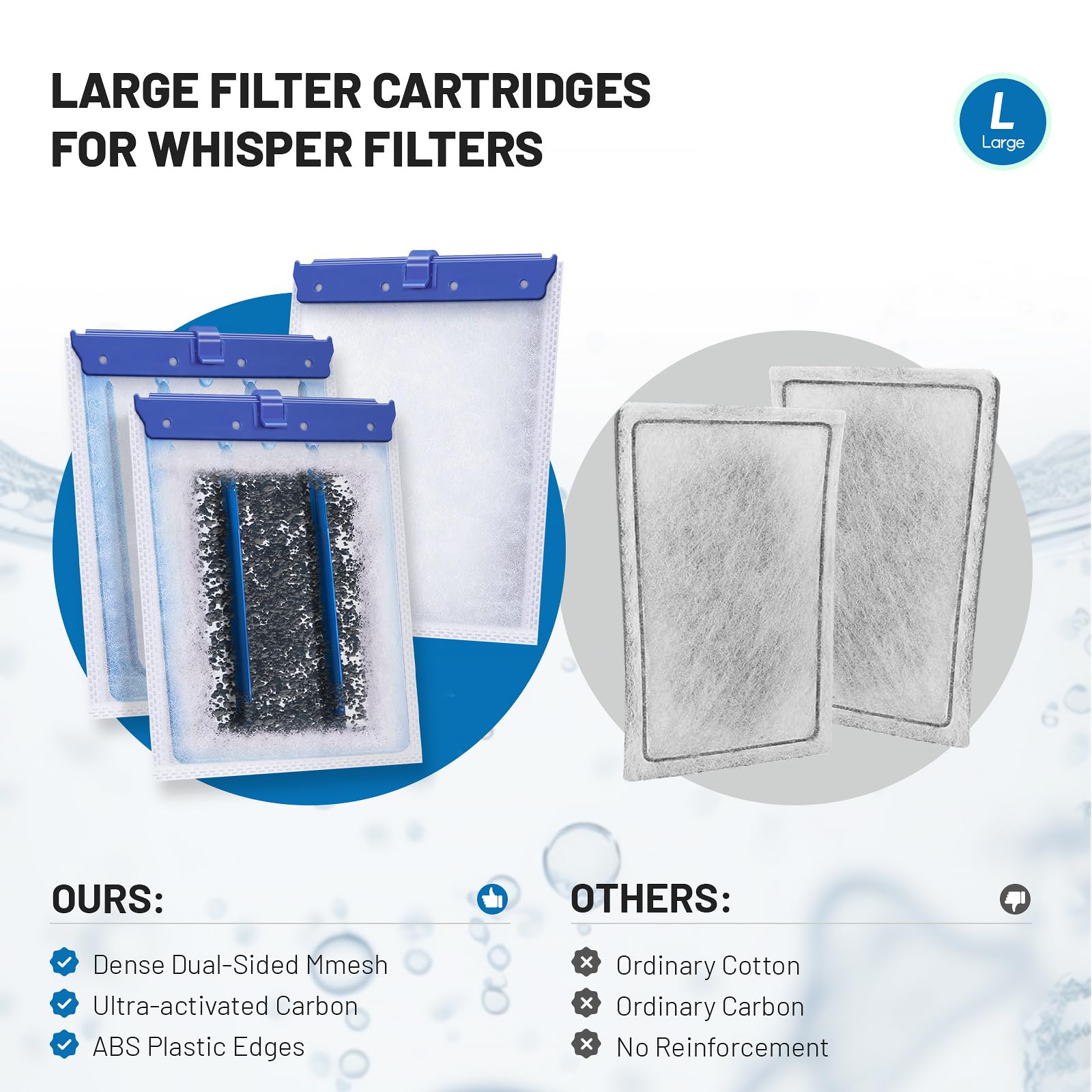 Esctabalt 10 Count Large Filter Cartridges Compatible With Whisper Bio Bag Filters, Large Aquarium Filter Cartridge For Whisper