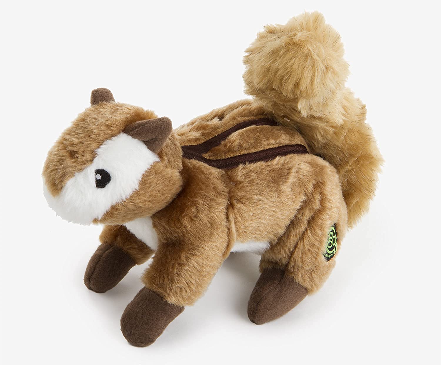 Godog Wildlife Chipmunk Squeaky Plush Dog Toy, Chew Guard Technology - Brown, Large