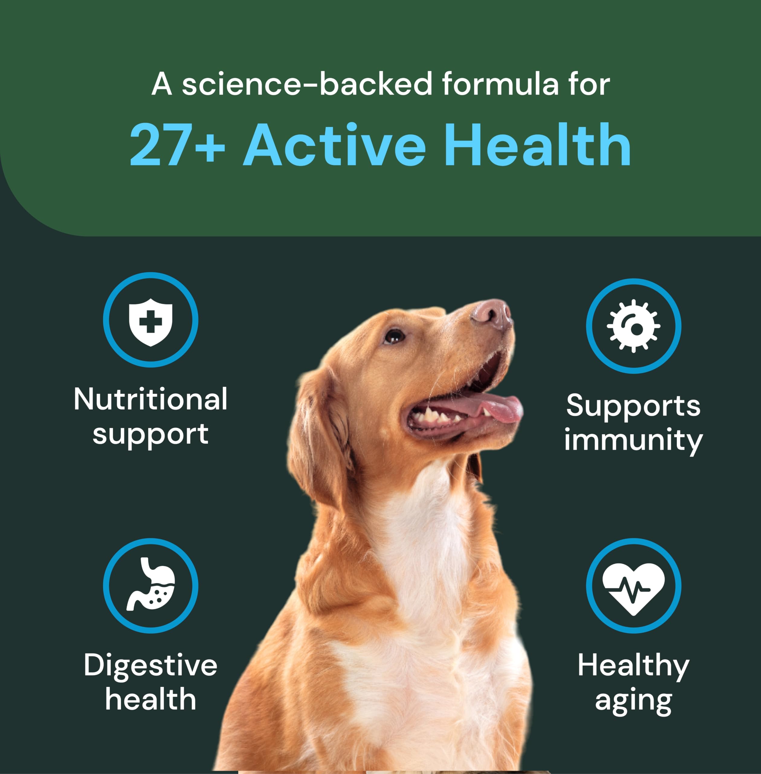 VetriScience Veterinary Strength 27+ Active Health Chews - Comprehensive Dog Multivitamin for Dog Health & Wellness - Digestive