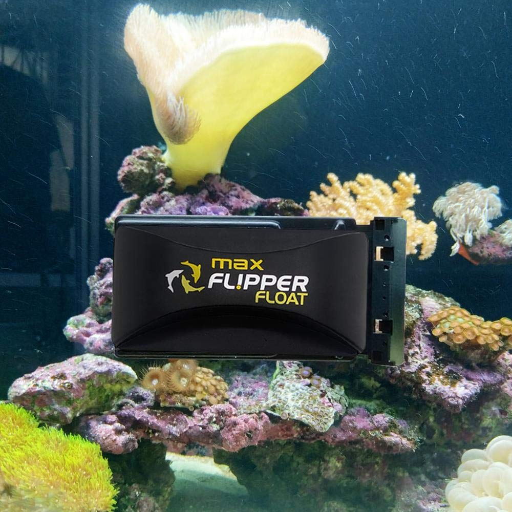 Fl!Pper Flipper Cleaner Float - 2-In-1 Floating Magnetic Aquarium Glass Cleaner - Fish Tank Cleaner - Scrubber & Scraper Aquarium Cleaning Tools - Floating Fish Tank Cleaner, Max