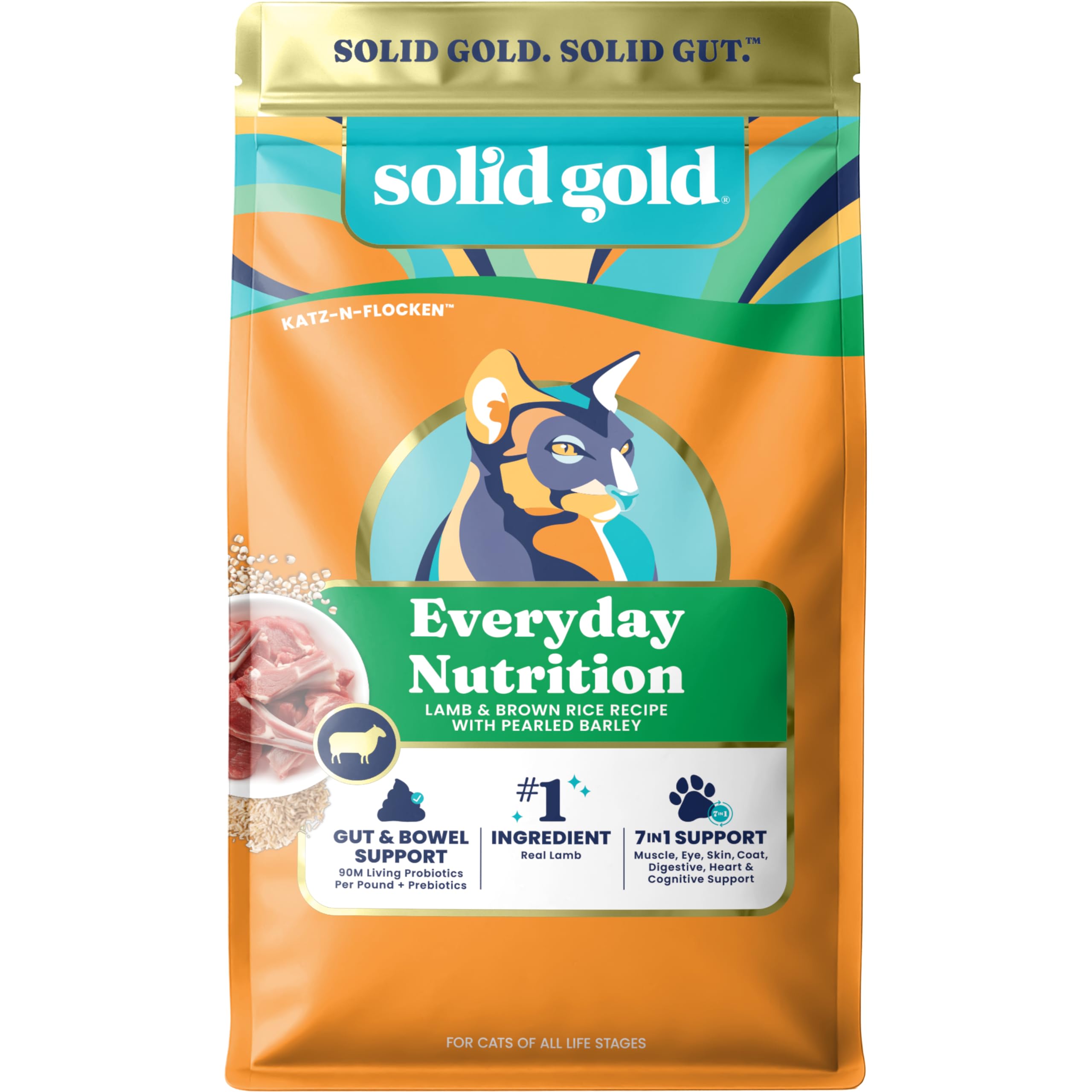 Solid Gold Dry Cat Food for Indoor Cats of All Ages - W/Lamb, Brown Rice, Barley, Probiotics & Fiber for Gut Health- Holistic &