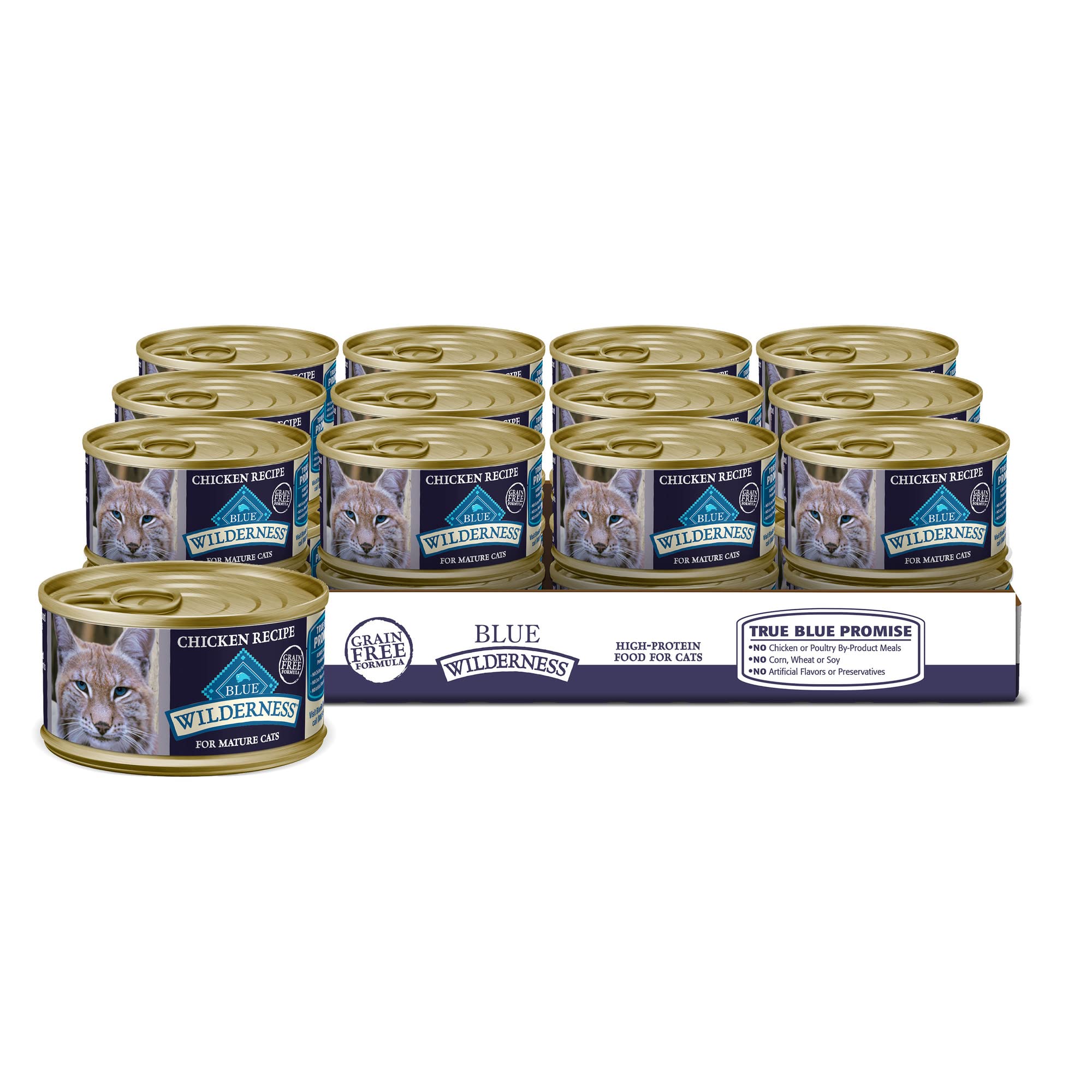 Blue Buffalo Wilderness High Protein Grain Free, Natural Mature Pate Wet Cat Food, Chicken 3-oz cans (Pack of 24)