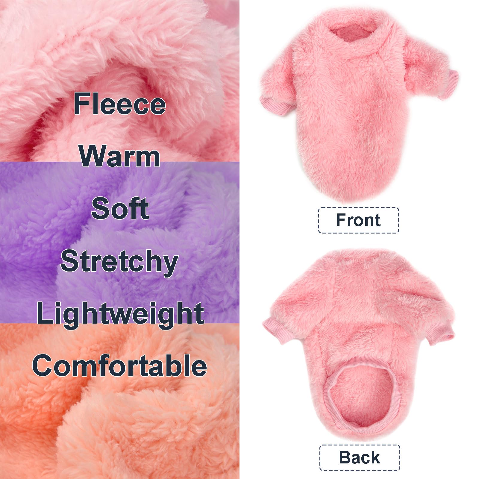 Kyaringtso Dog Sweater, 3 Pack Dog Sweaters For Small Dogs, Dog Clothes For Small Dogs Girl Boy, Ultra Soft And Warm Puppy Sweater Dog Coat For Winter Christmas (X-Large, Pink+Purple+Peach)