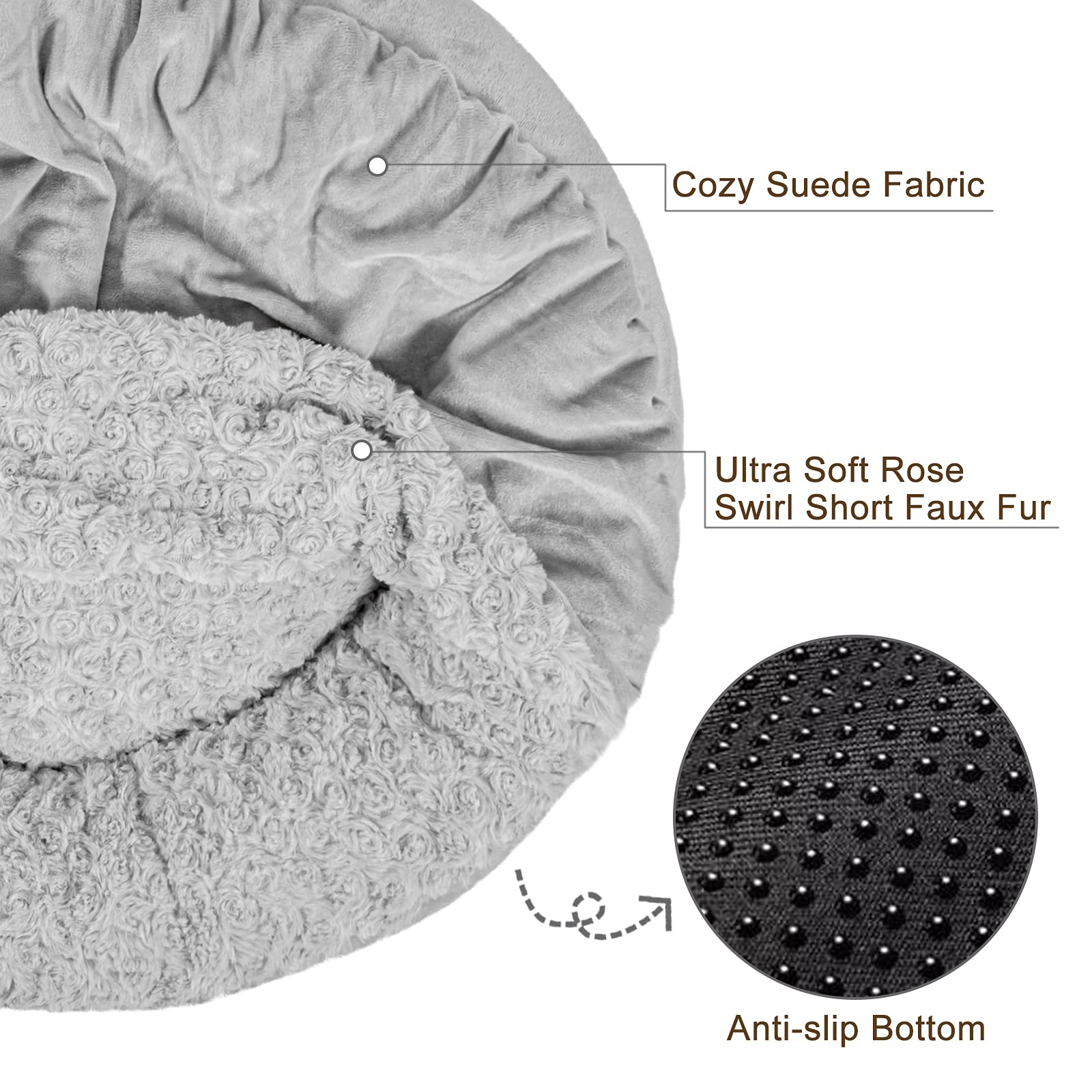 Joejoy Dog Beds For Small Medium Dogs, Cozy Cuddler Luxury Puppy Pet Bed With Blanket Attached, Donut Round Calming Anti-Anxiety