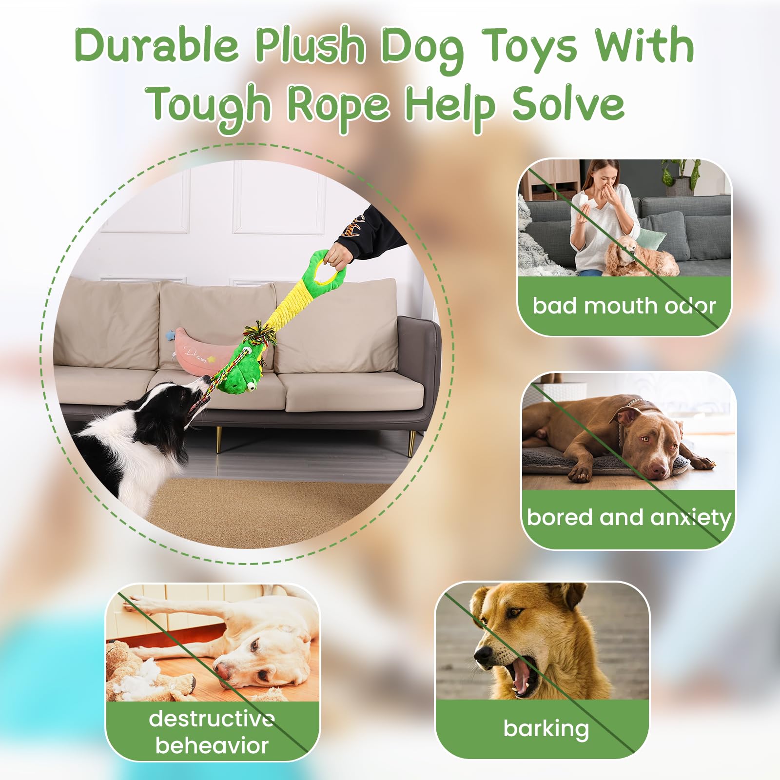 Yineya Squeaky Dog Toys For Large Dogs, Interactive Dog Toys, Puppy Toys To Keep Them Busy, Puppy Chew Toys For Teething, Tug Of