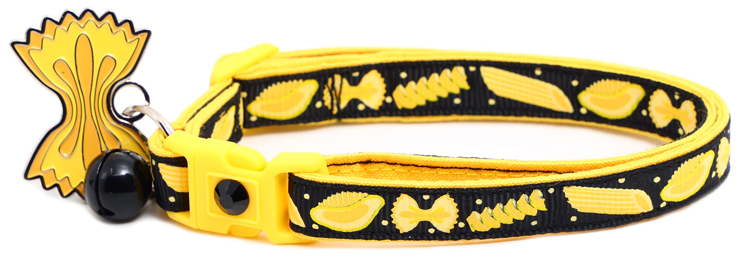 Noodle Cat Collar - Safety - Breakaway - Charm And Bell - Pugs2Persians (Large(10Lbs & Up), Black)
