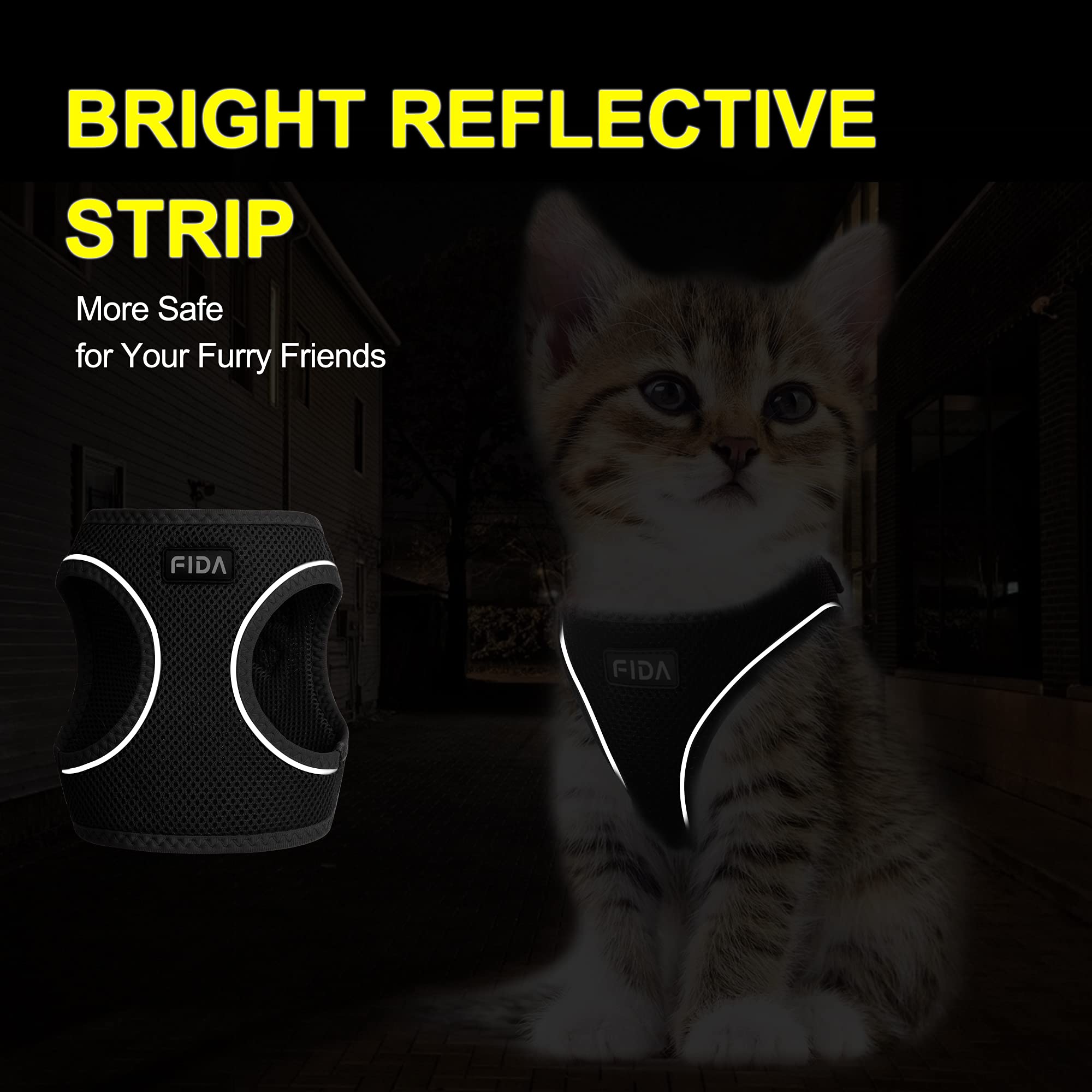 Fida Cat Harness and Leash Set for Walking Kitten and Puppy, Escape Proof Kitten Harness with Breathable Lightweight Soft Mesh,