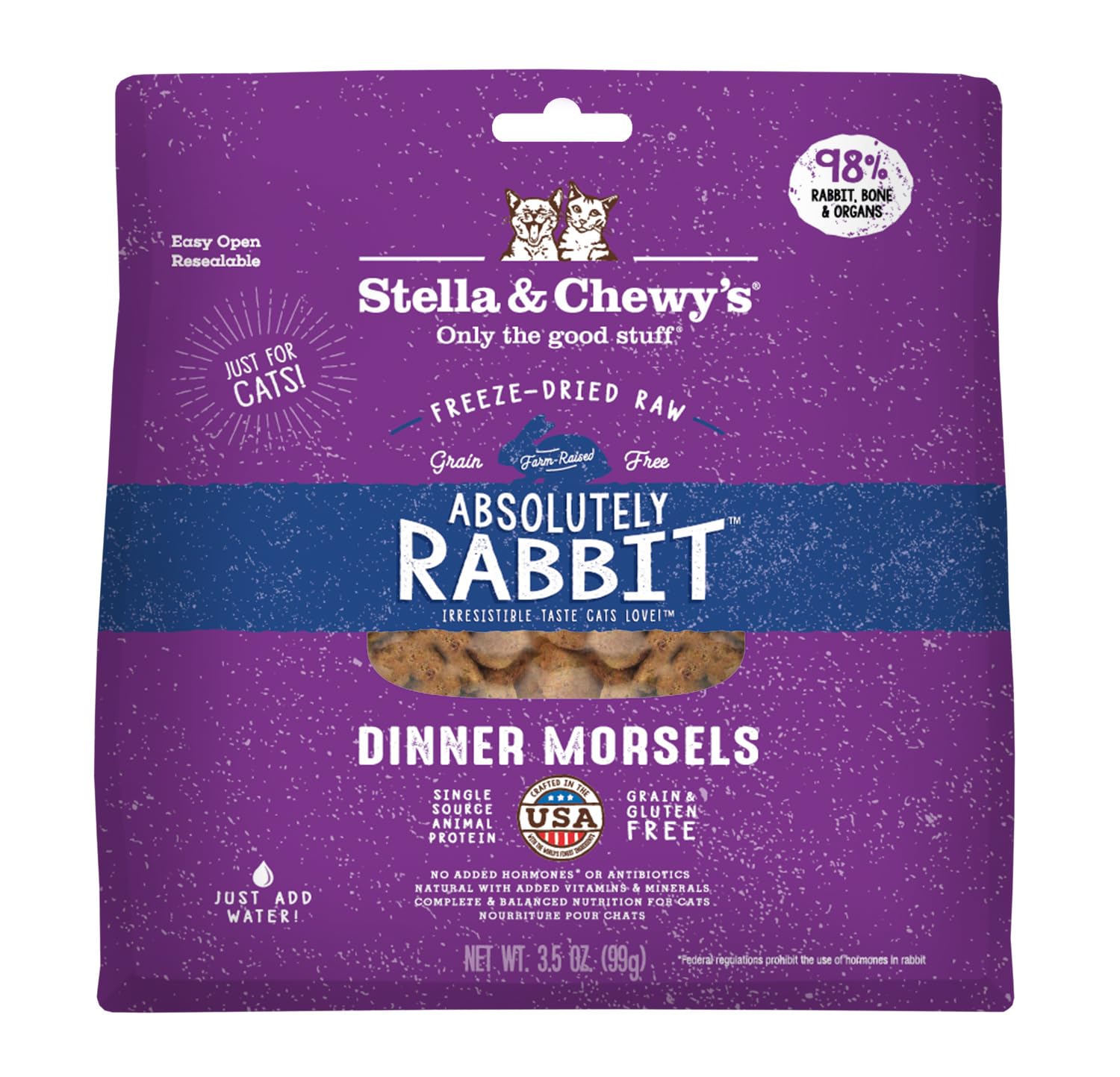 Stella & Chewys Freeze-Dried Raw Cat Dinner Morsels - Grain Free, Protein Rich Cat & Kitten Food - Absolutely Rabbit Recipe - 3