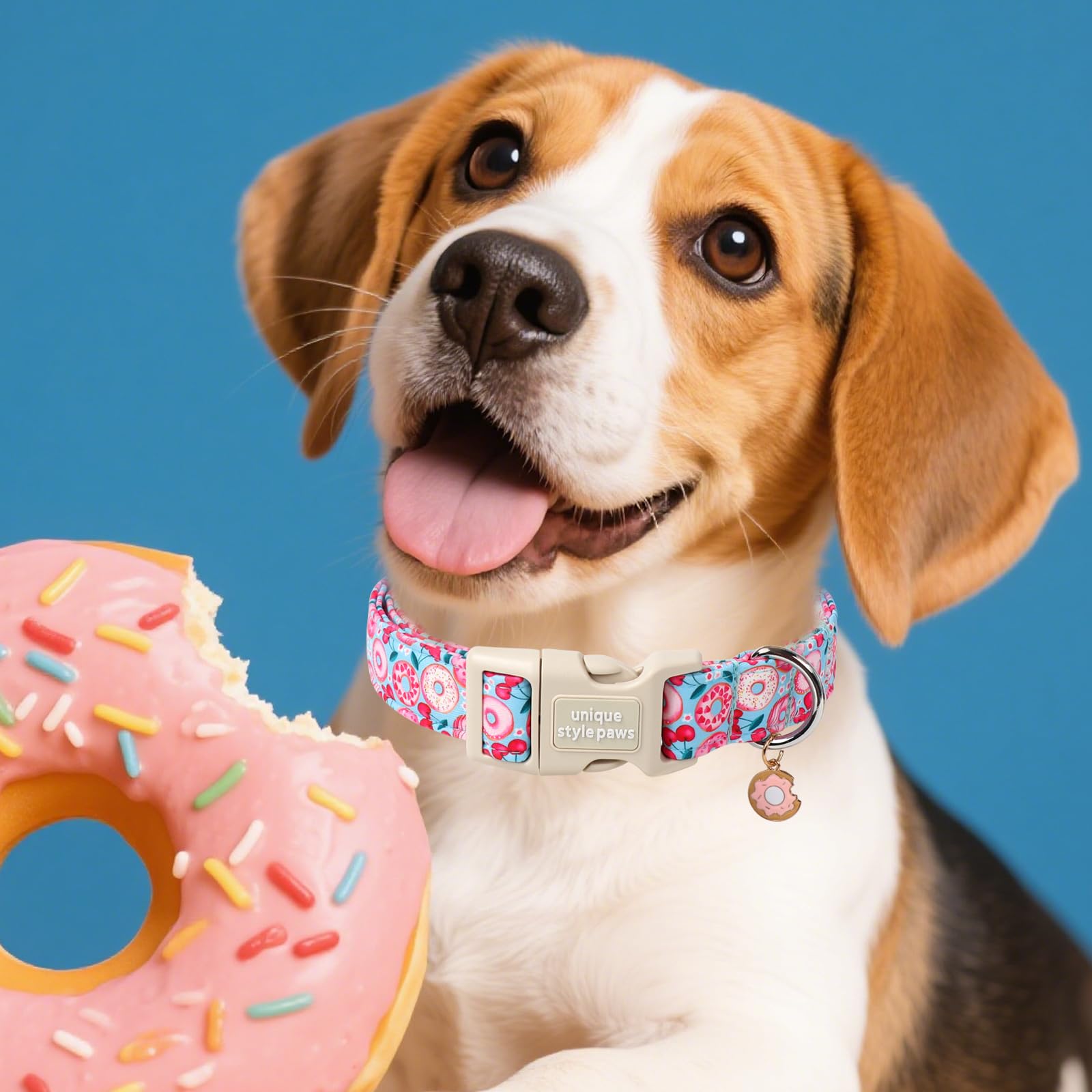 Unique Style Paws Summer Dog Collar,Hot Pink Doughnut Collars For Dog Cotton Pink Cherry Puppy Collar Suitable For Small,Medium,