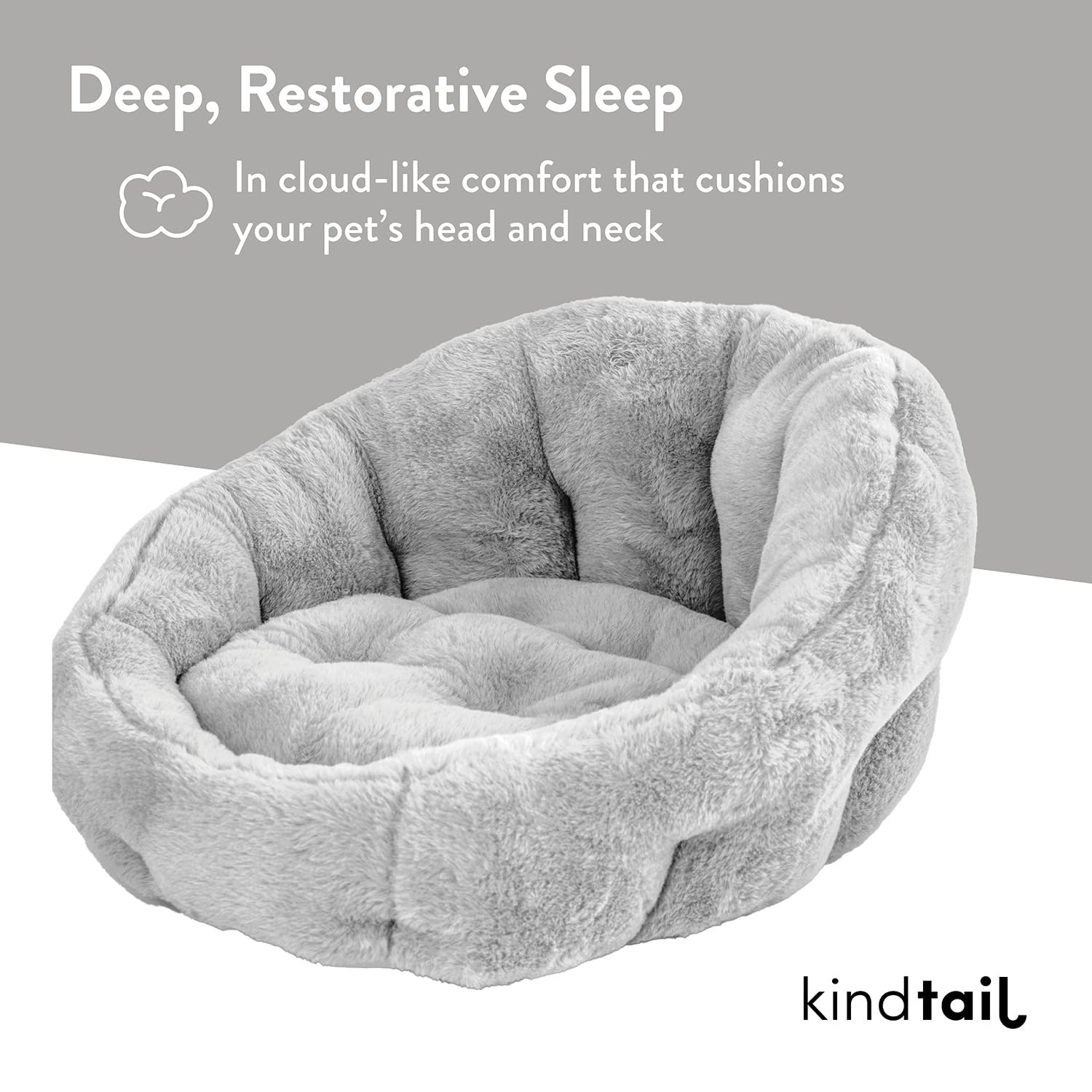 Kindtail Medium Orthopedic Dog And Cat Bed - Faux Fur Luxury Cuddler For Pets Under 25Lbs, Comfortable Waterproof Material With